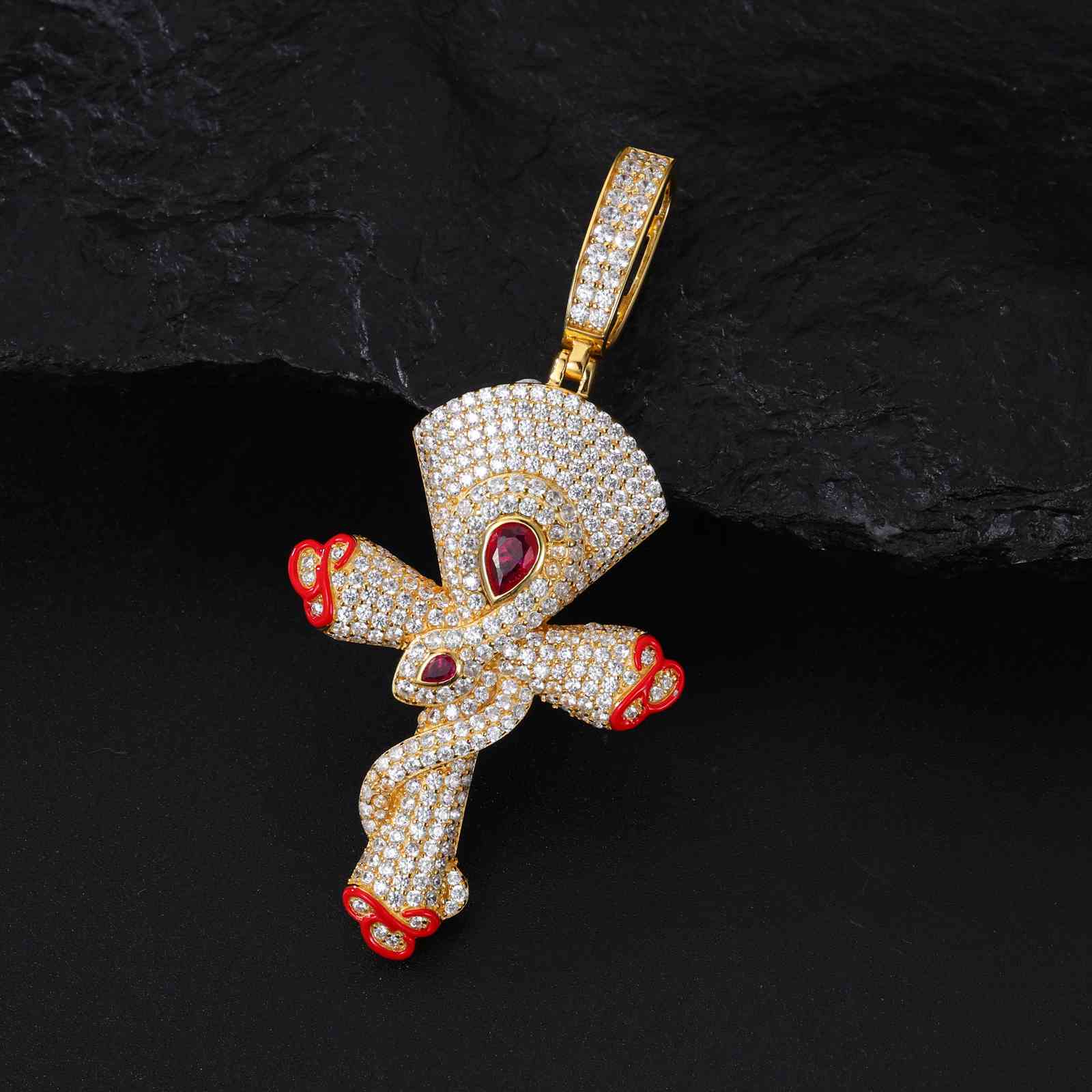 S925 Moissanite Spiritual Snake Cross Pendant