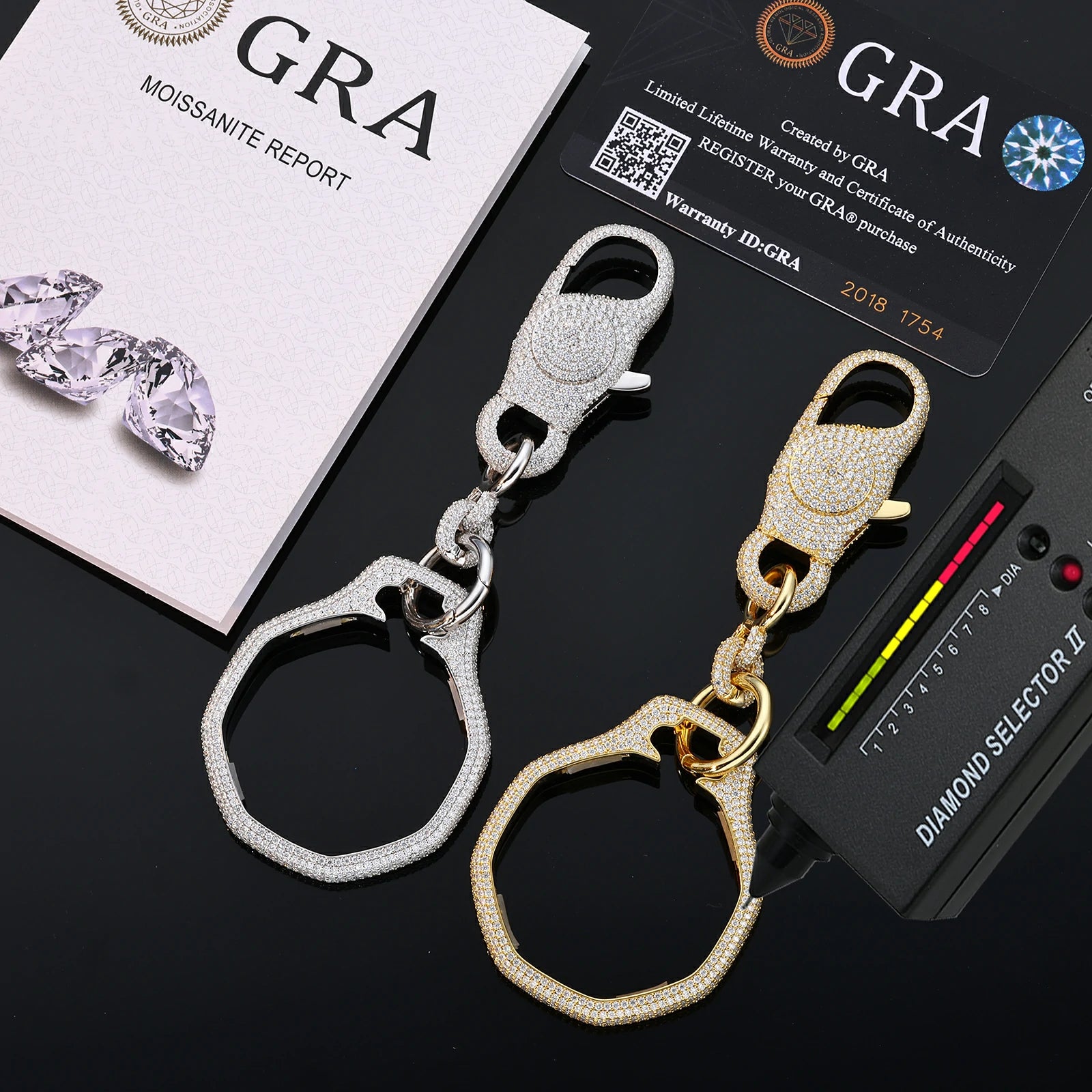 S925 Moissanite Wallet Chain and Watch Bezel Set for Royal Pop