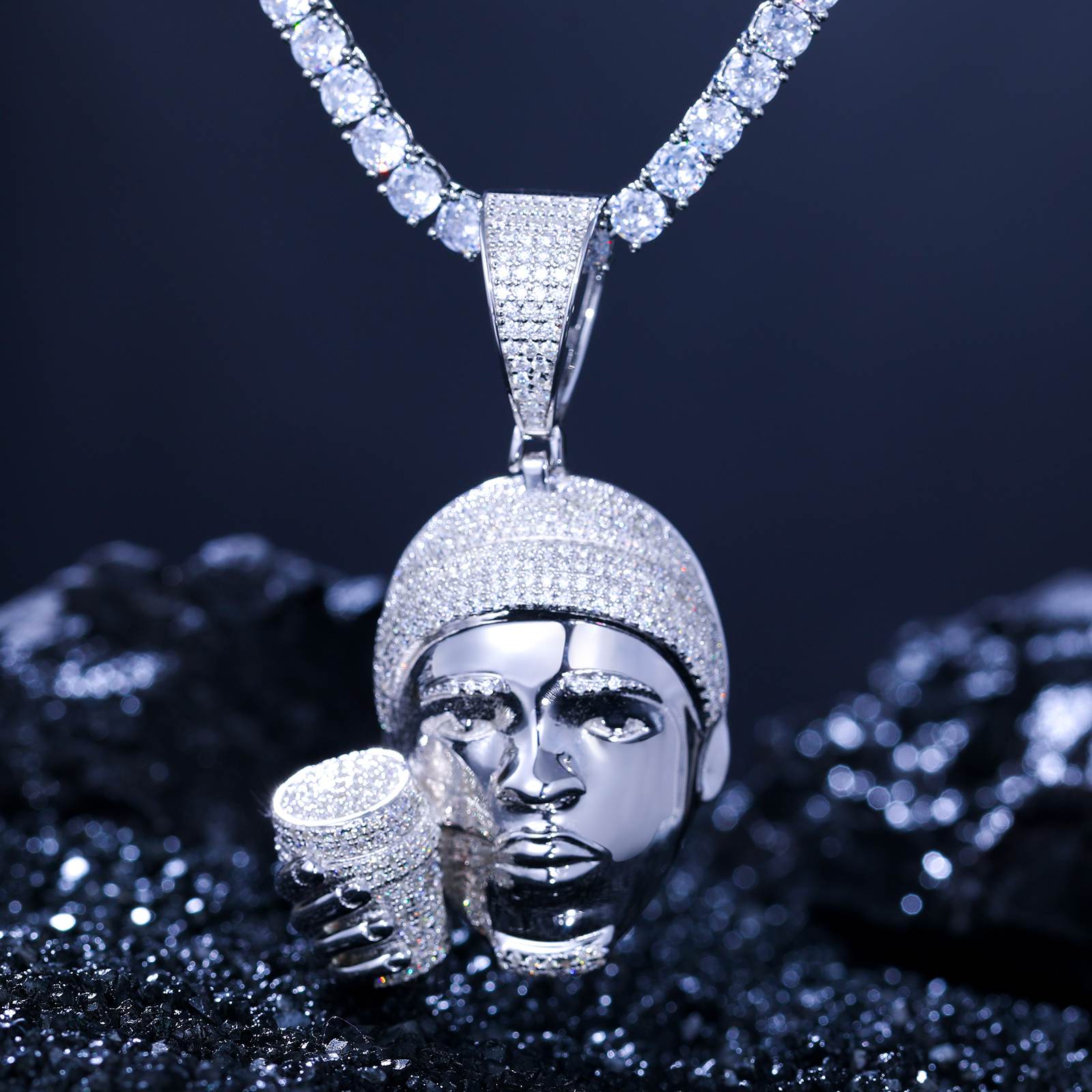 S925 Moissanite Rapper Head Pendant With Cup - TUHE Jewelry