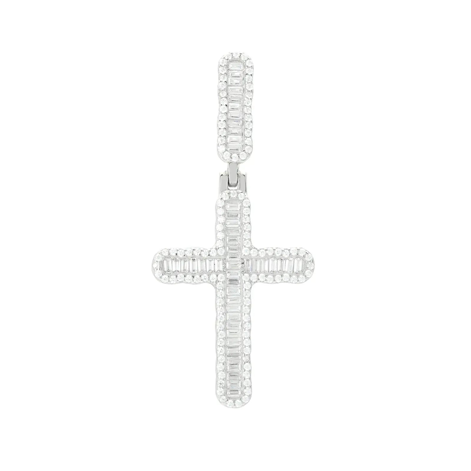 S925 Baguette Moissanite Cross Pendant