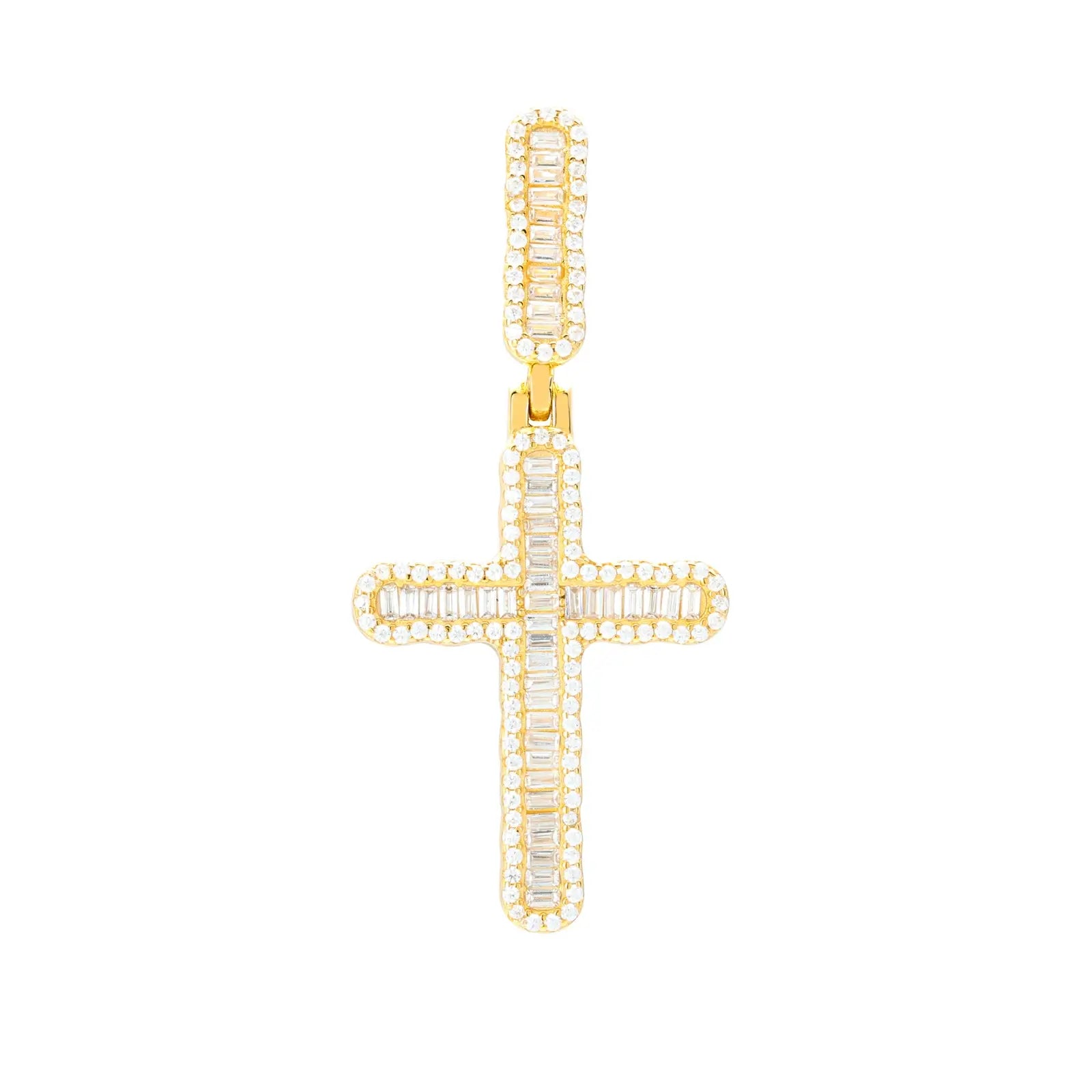 S925 Baguette Moissanite Cross Pendant