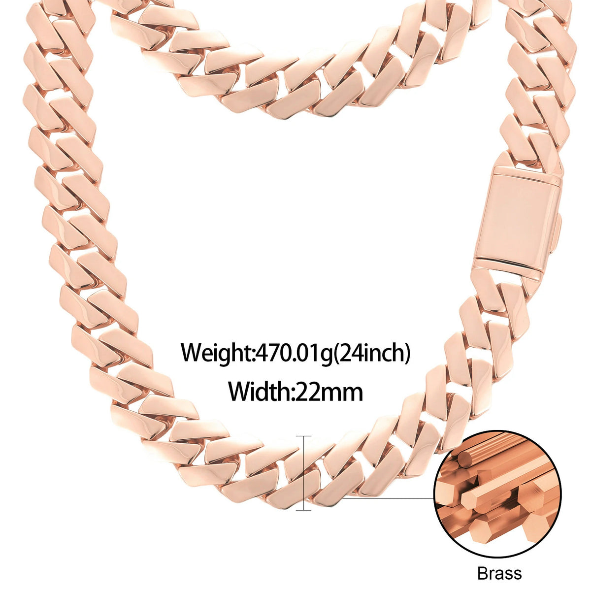 22mm Rose Gold Heavy Rhombus Miami Cuban Link Chain