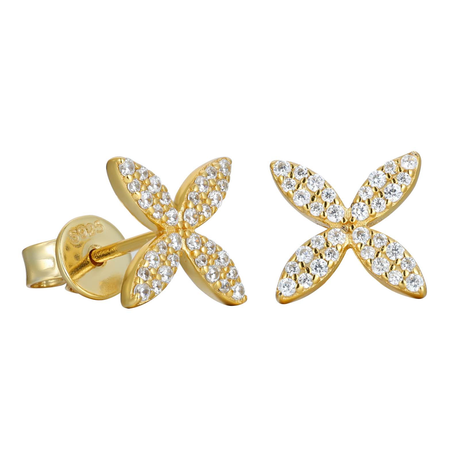 S925 Moissnaite Iced Four Leaf Clover Stud Earrings