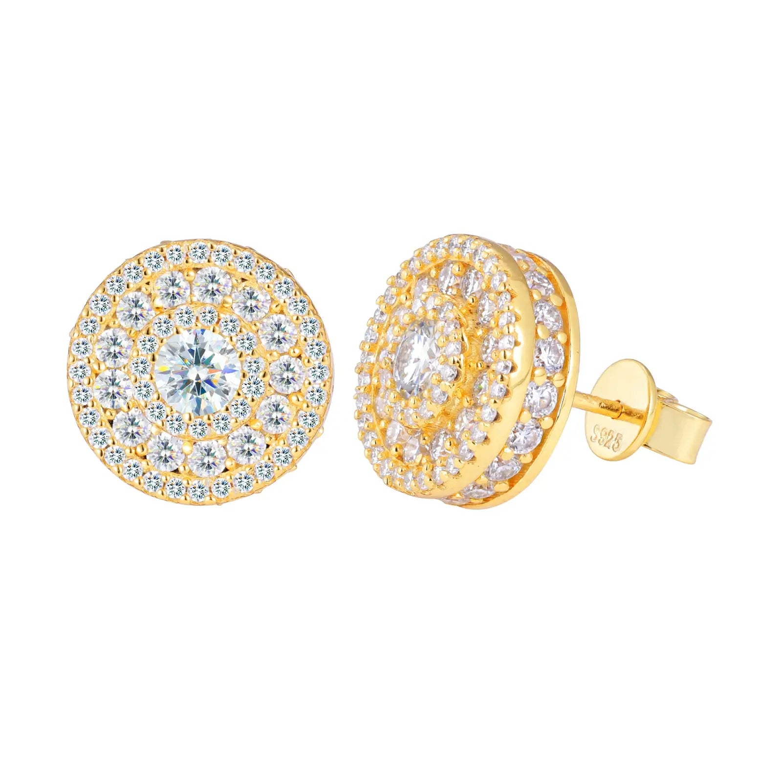 S925 Moissanite Cluster 4 Layers Halo Stud Earrings