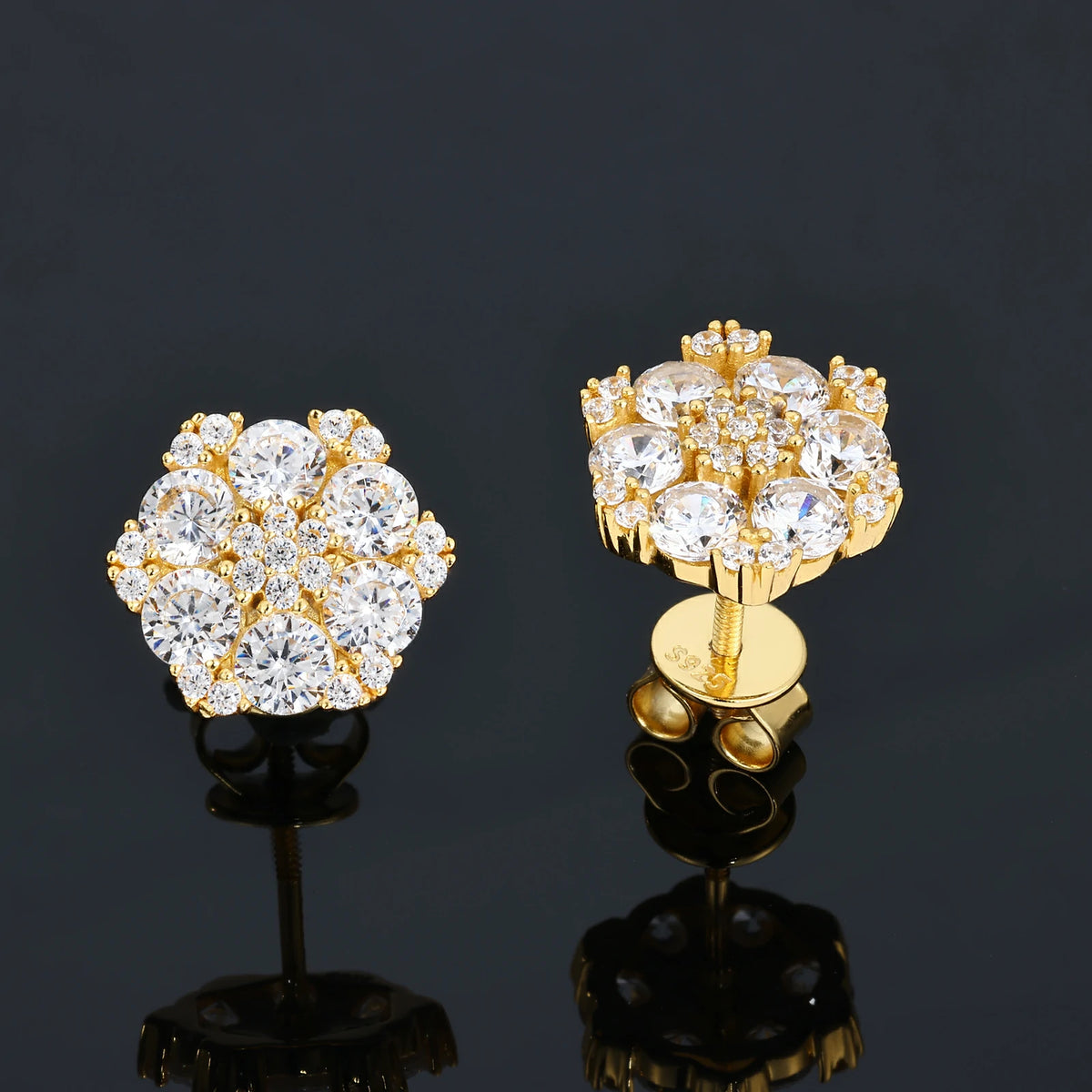 S925 Moissanite Vivid Flower Stamen Stud Earrings