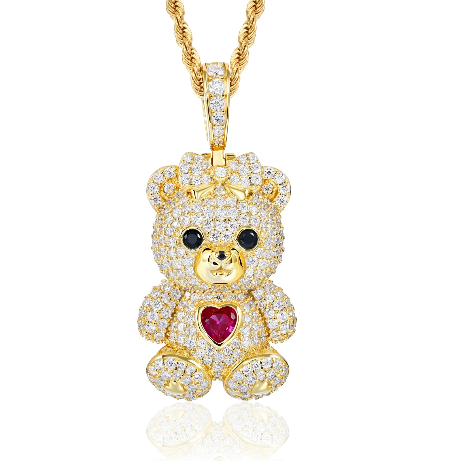 S925 Moissanite Family The Three Lucky Bears Pendant