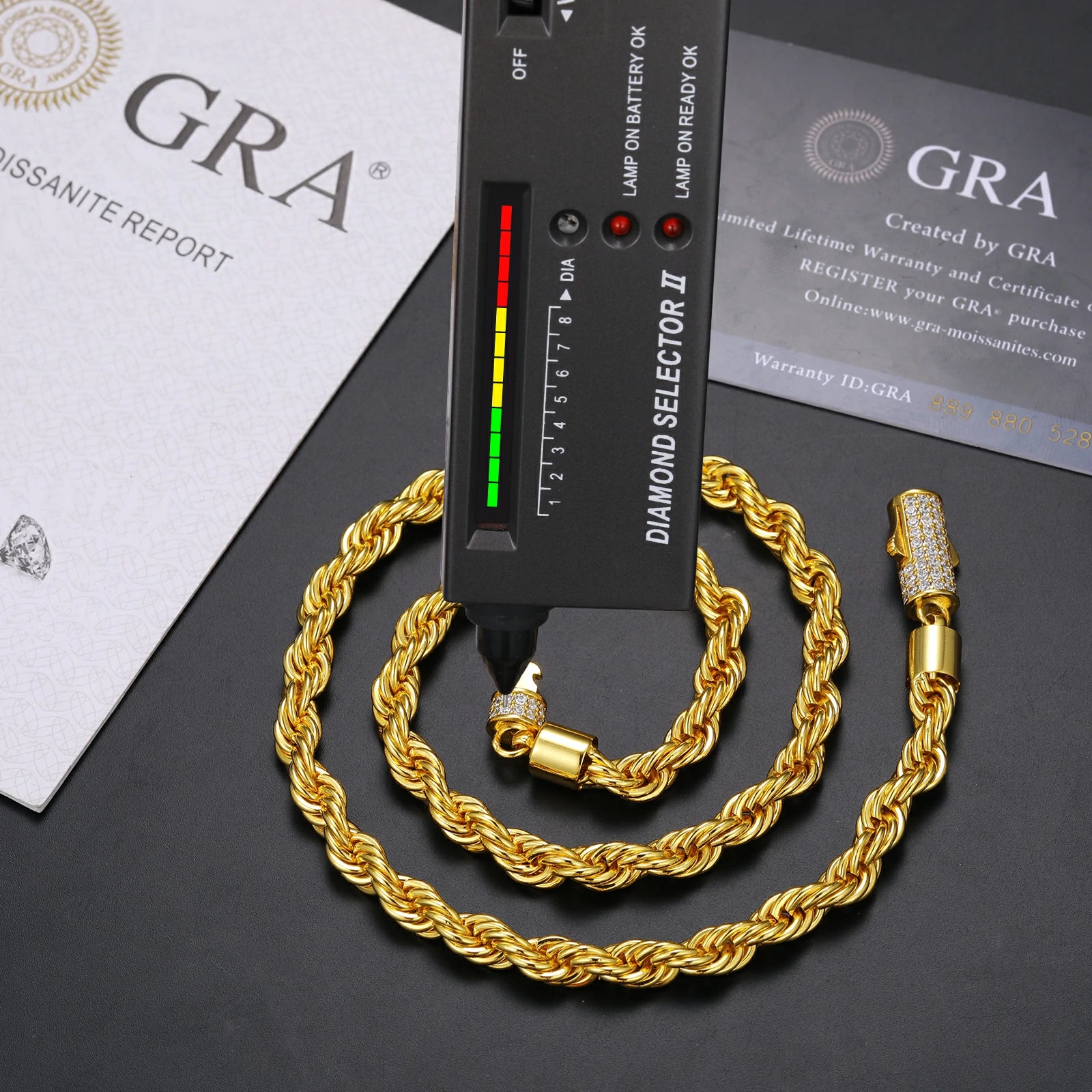 6mm 8mm 316L Moissanite Rope Chain