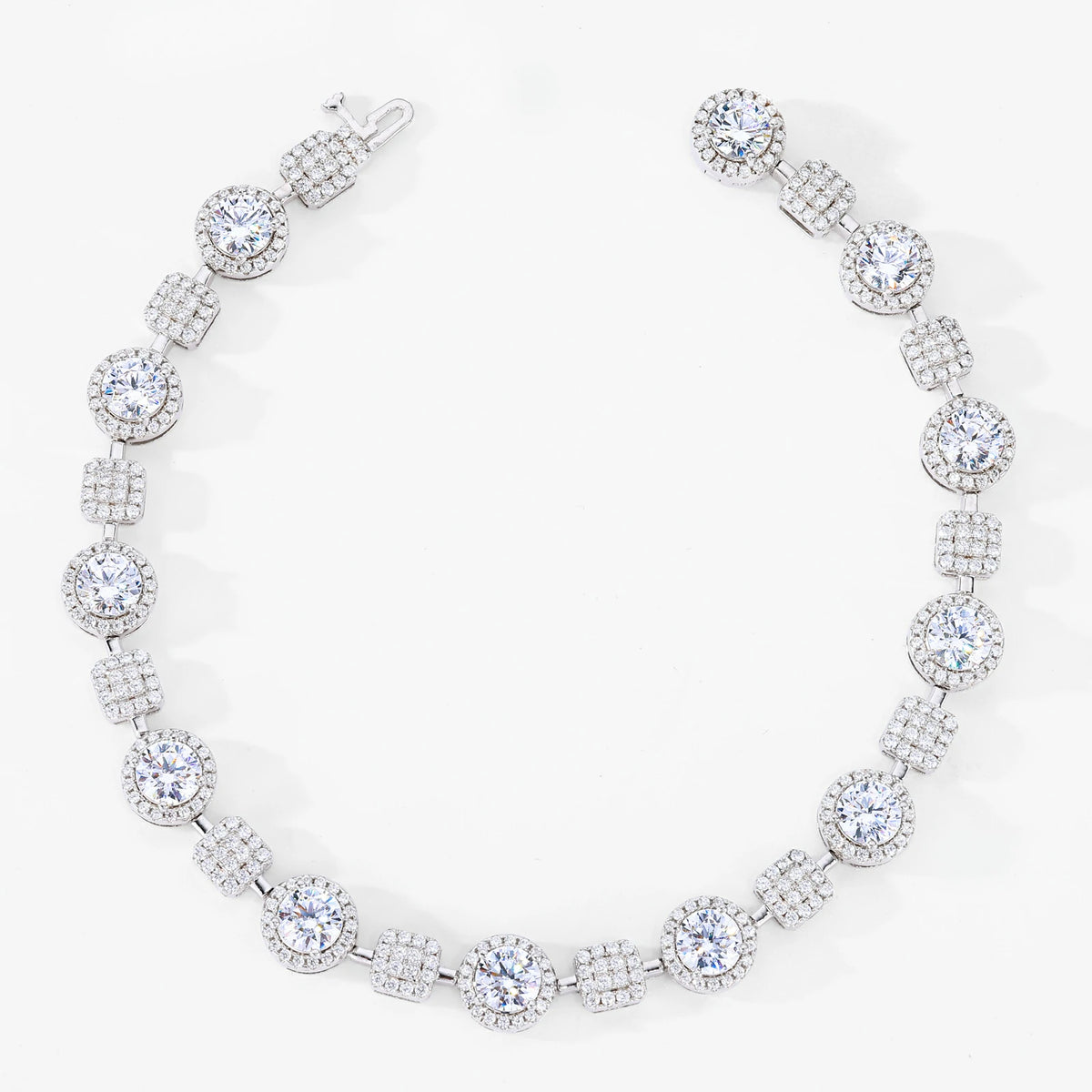 7.5mm S925 Moissanite Square Halo Tennis Bracelet