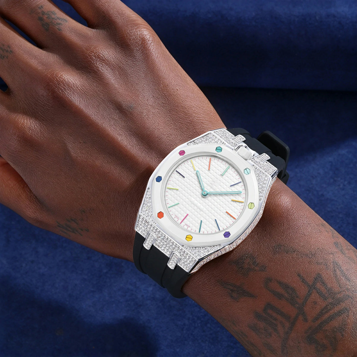 Moissanite Bezel and Silicone Watch Strap Set for Royal Pop