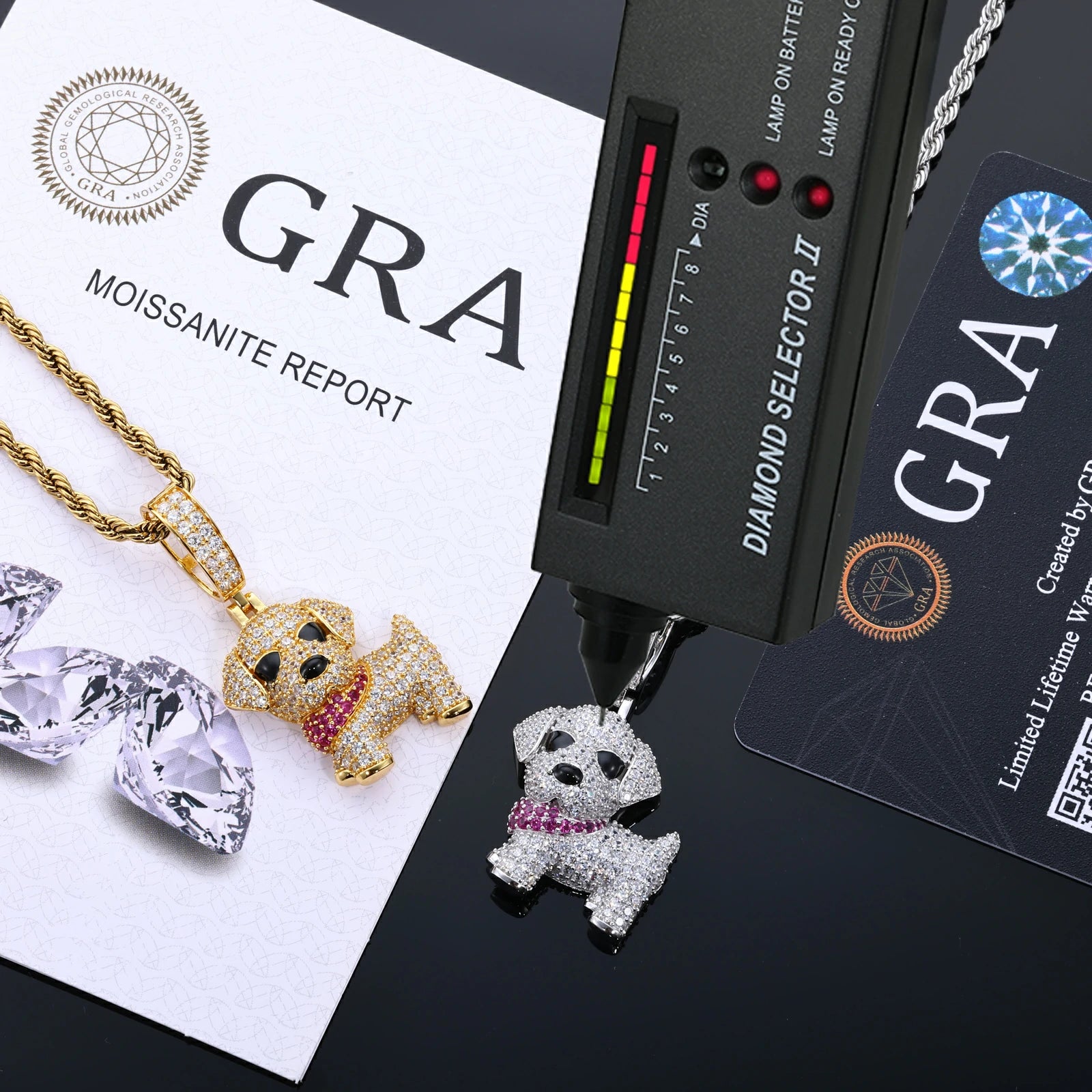 S925 Moissanite Puppy Dog Pendant
