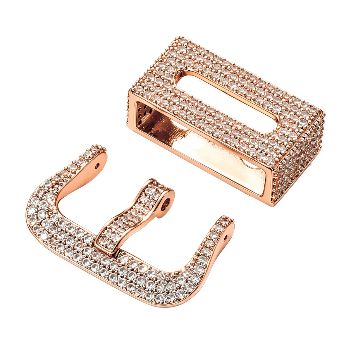 Moissanite Watch Strap Keeper and Buckle Clasp Set for GA2100/DW6900/DW5600/GM2100
