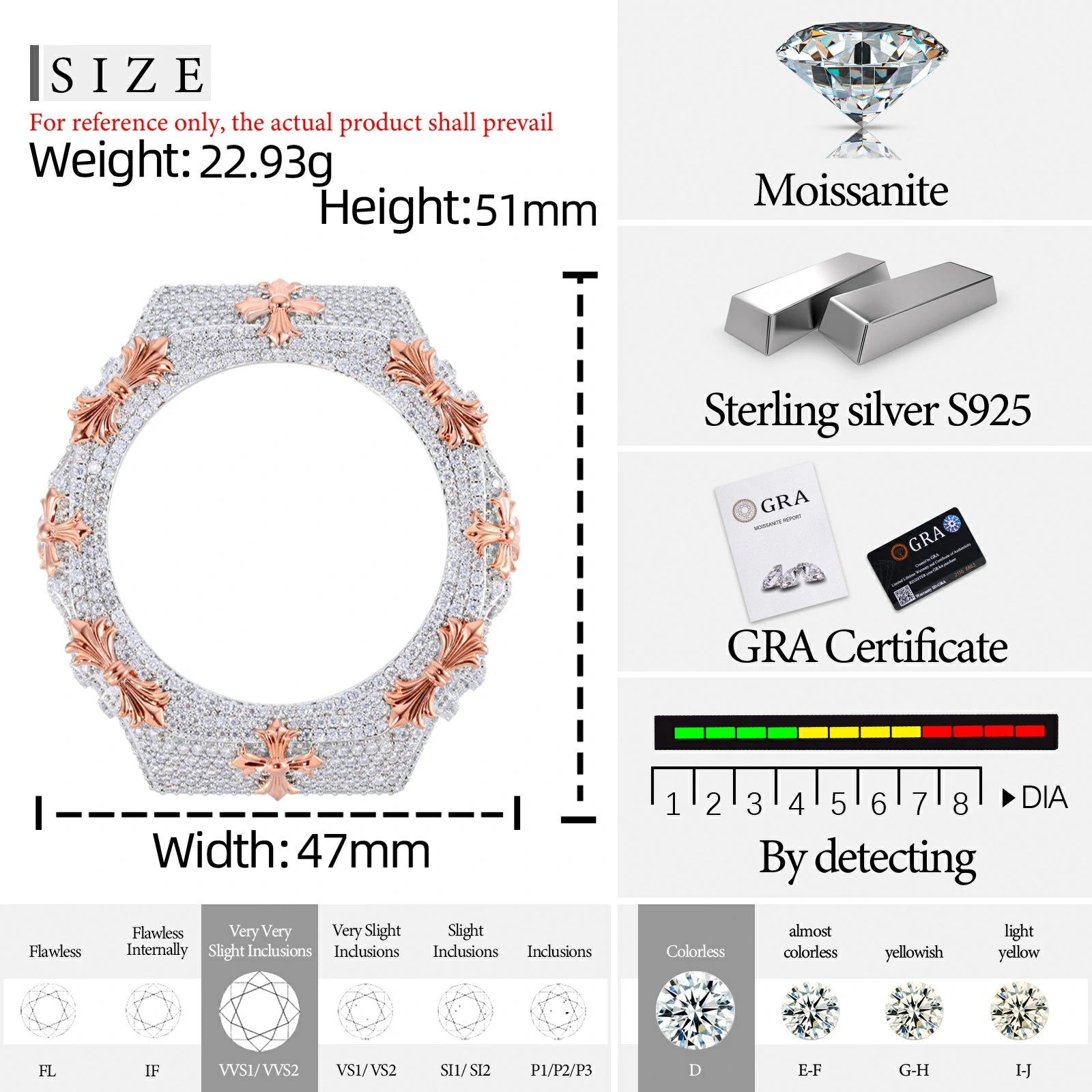 S925 Moissanite Cross Watch Bezel for GA2100 SERIES