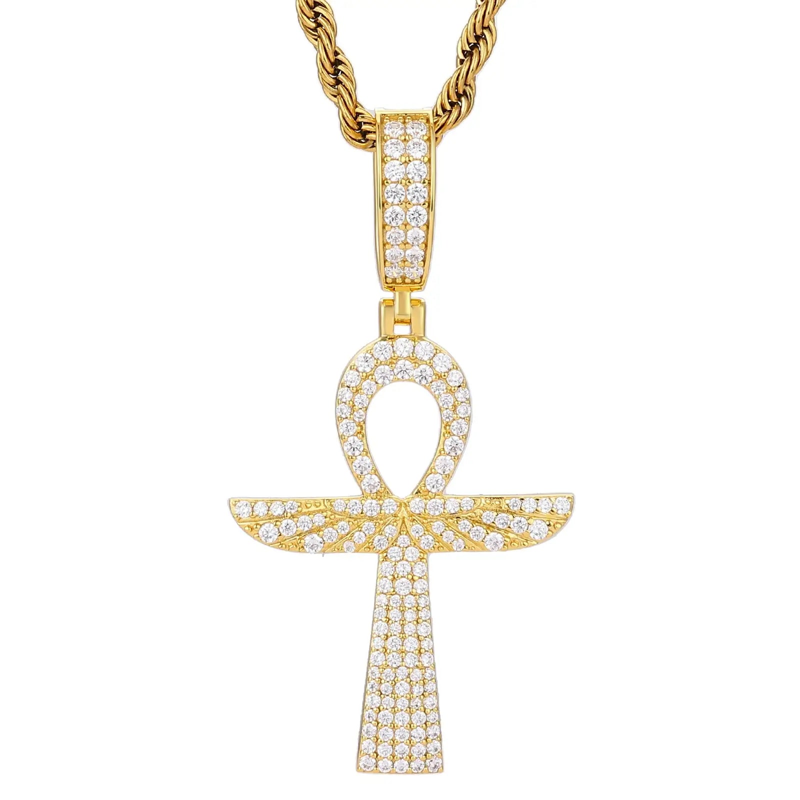 S925 Moissanite Wing Ankh Cross Pendant