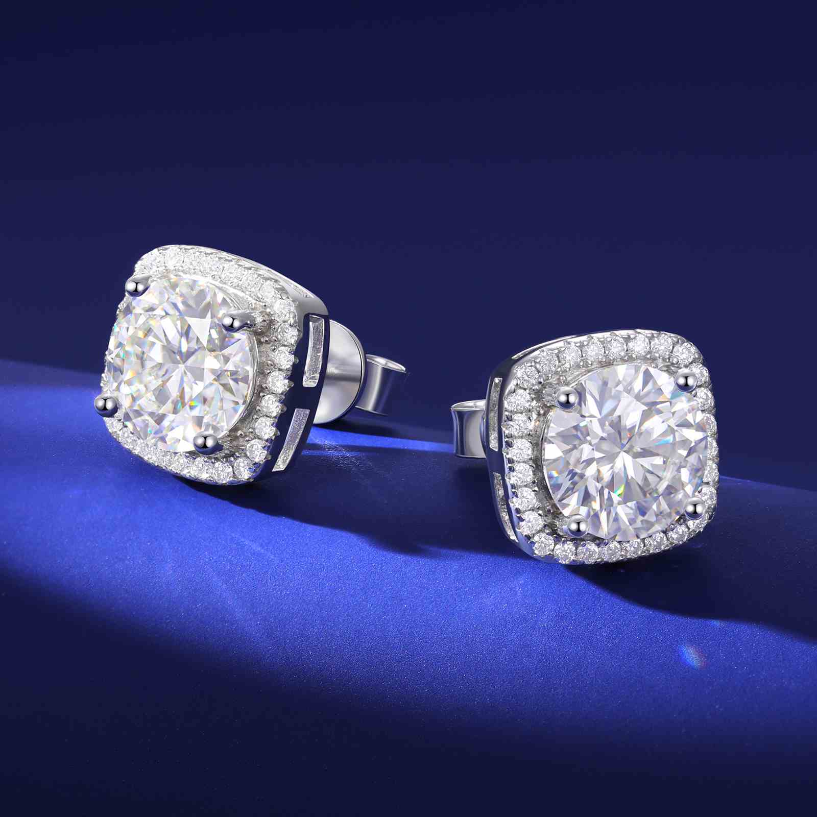 GRA Certified Moissanite Diamond outlet Round Halo Stud Earrings 2 Carat