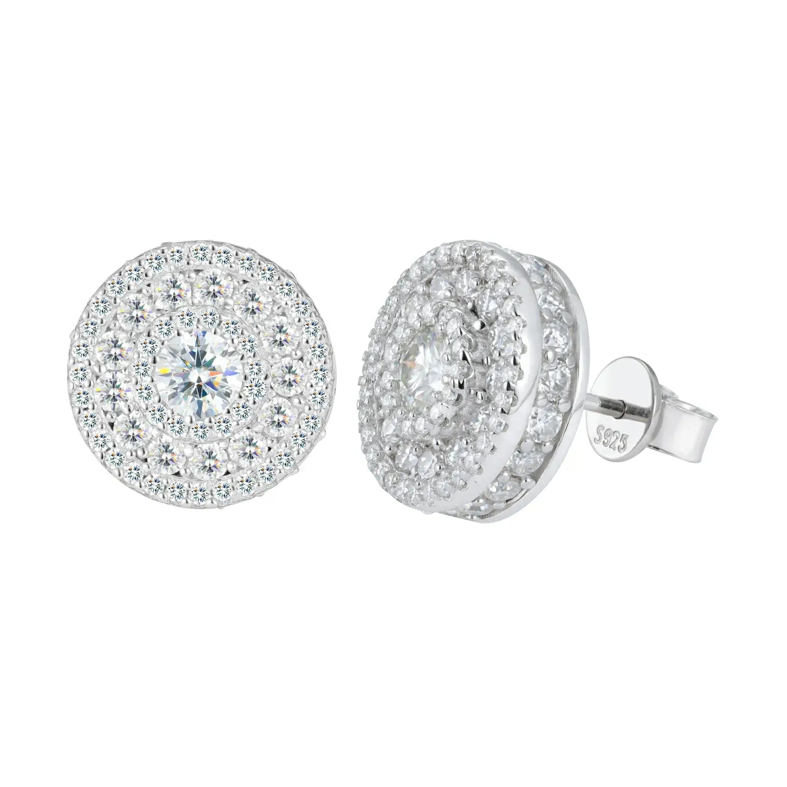 S925 Moissanite Cluster 4 Layers Halo Stud Earrings