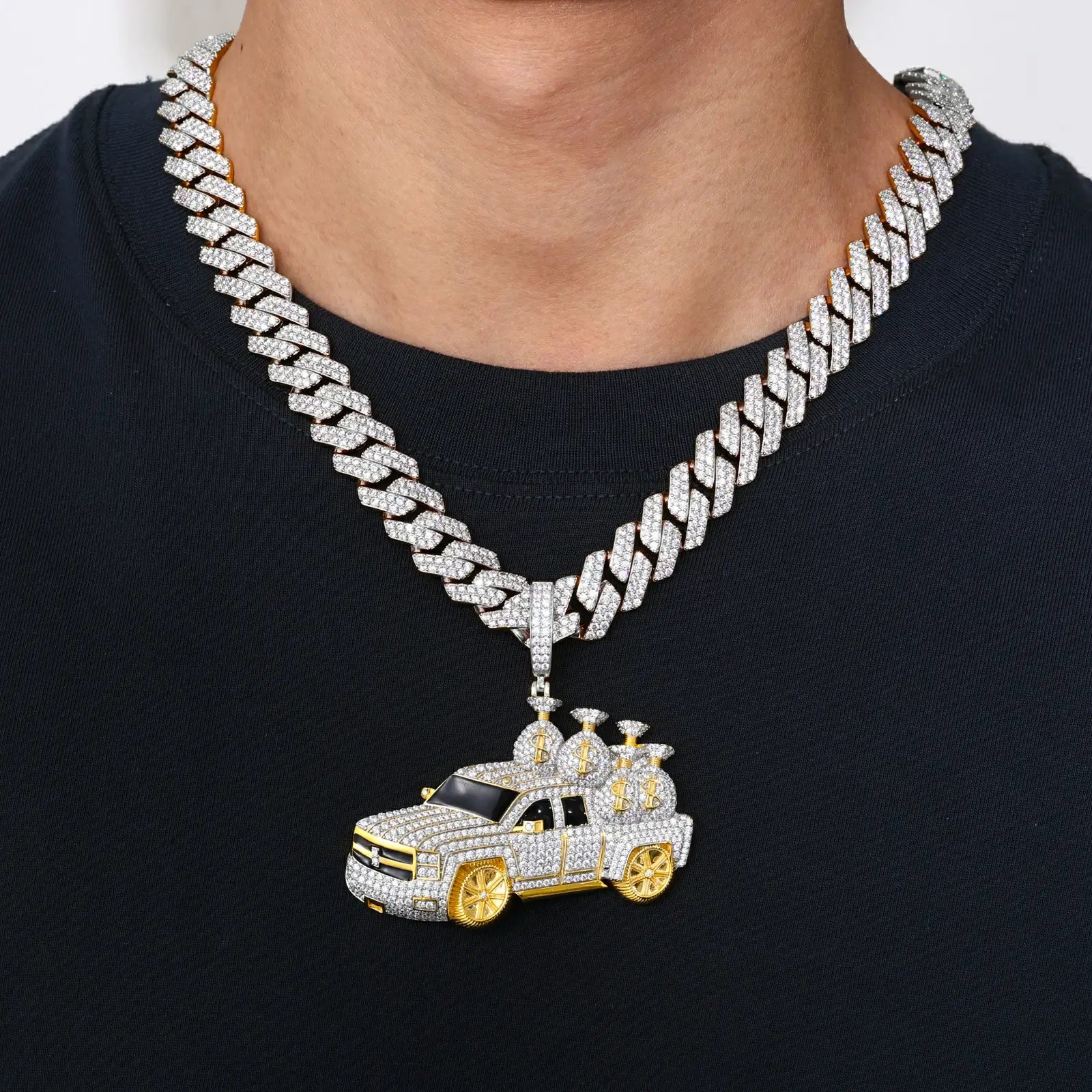 S925 Moissanite A Truckload of Money Bags Pendant
