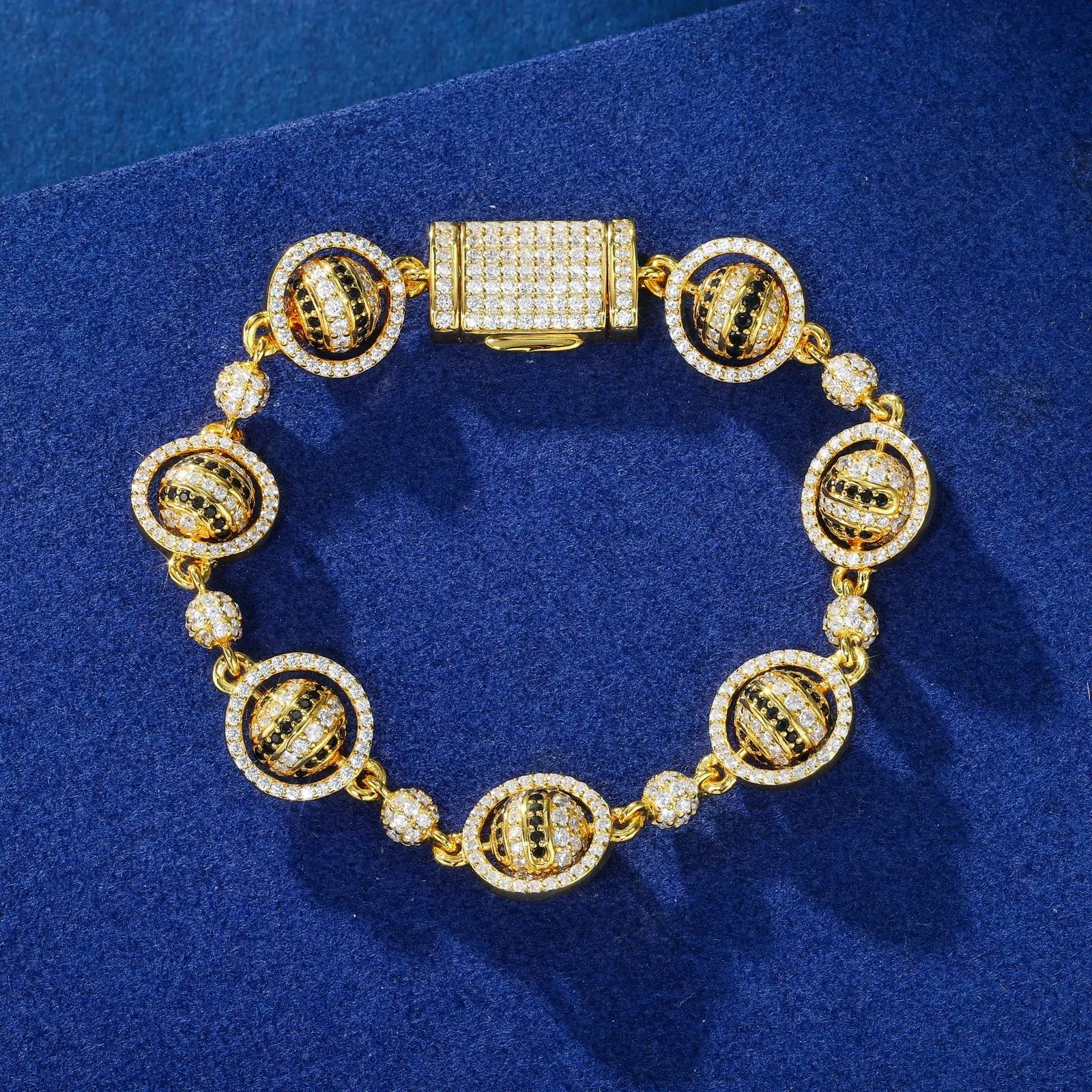 12mm S925 Moissanite Rotating Planet Link Bracelet