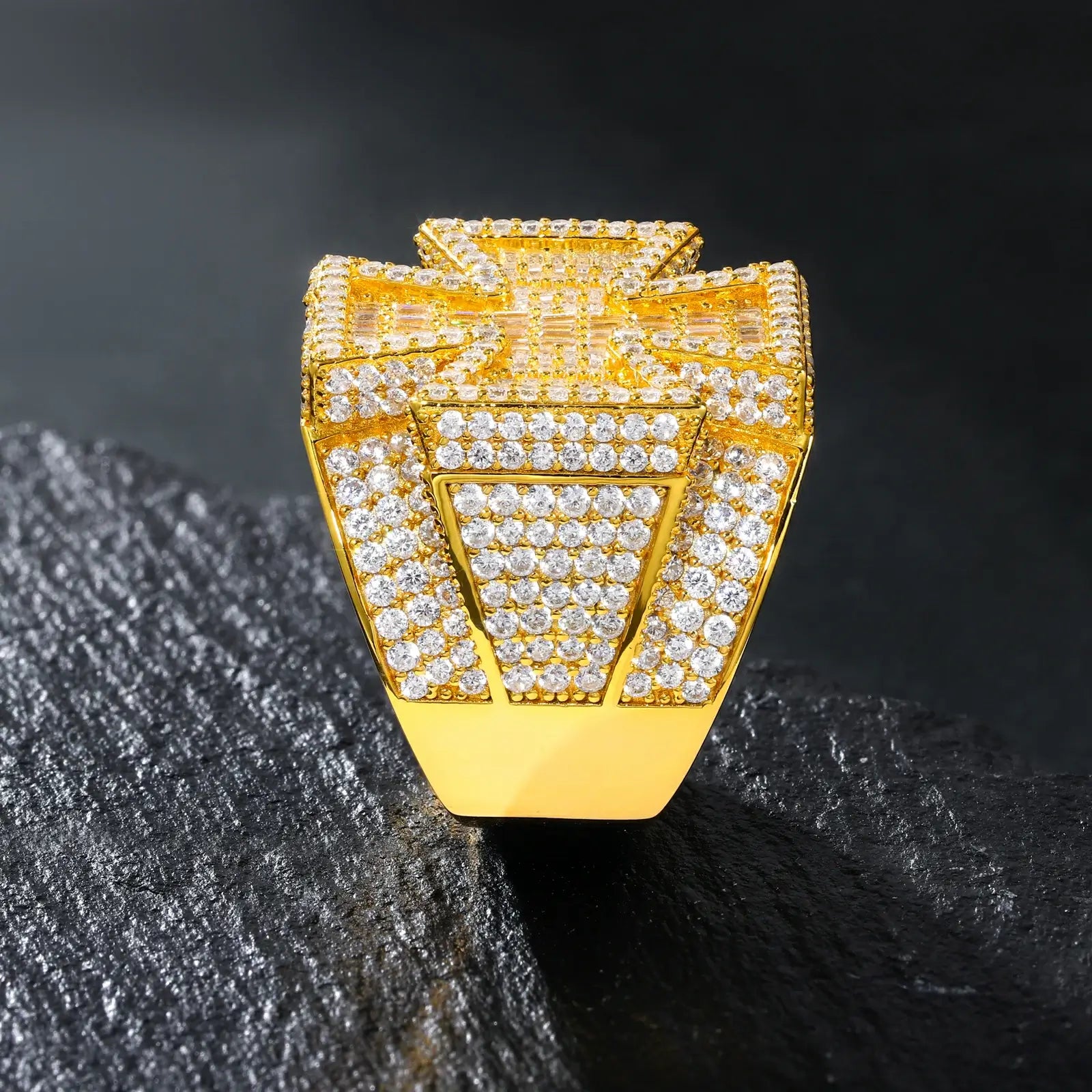 S925 Baguette Moissanite Malta Cross Ring