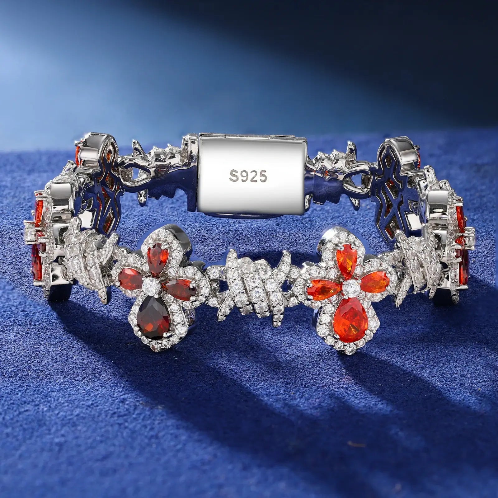 12mm S925 Moissanite Thorn Colored Cross Link Bracelet