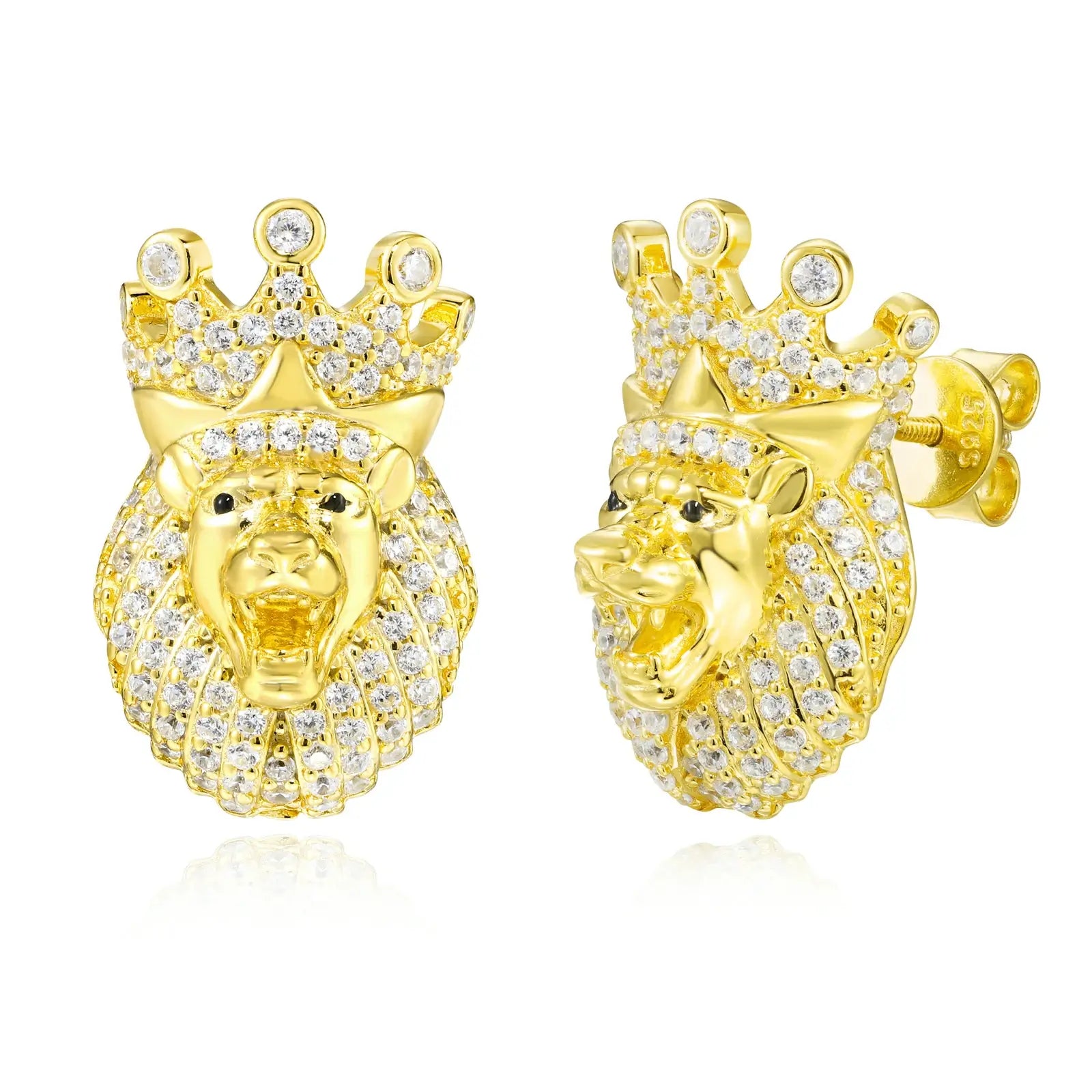 S925 Moissanite The Lion King Stud Earrings
