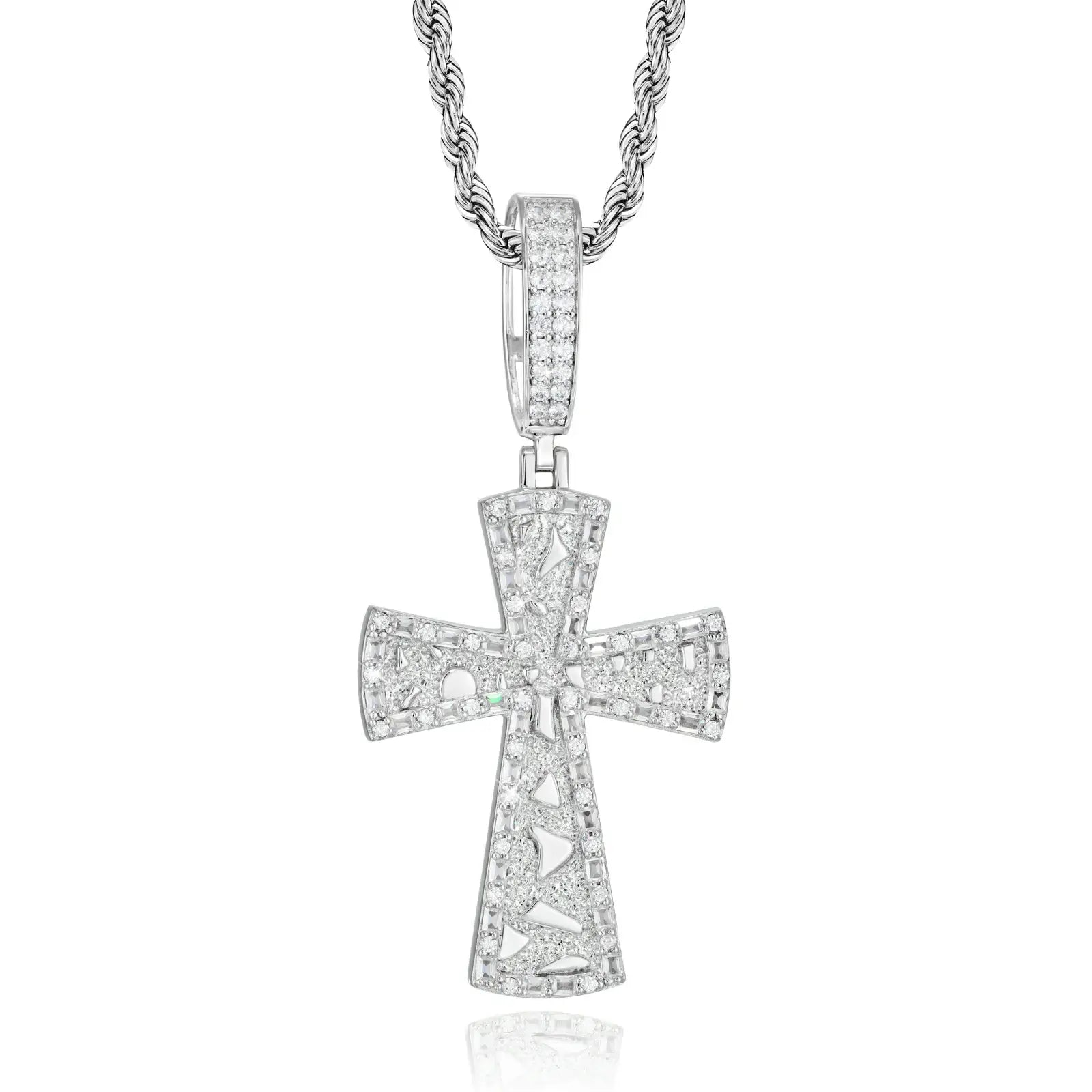 S925 Moissanite Gold Nugget Latin Cross Pendant