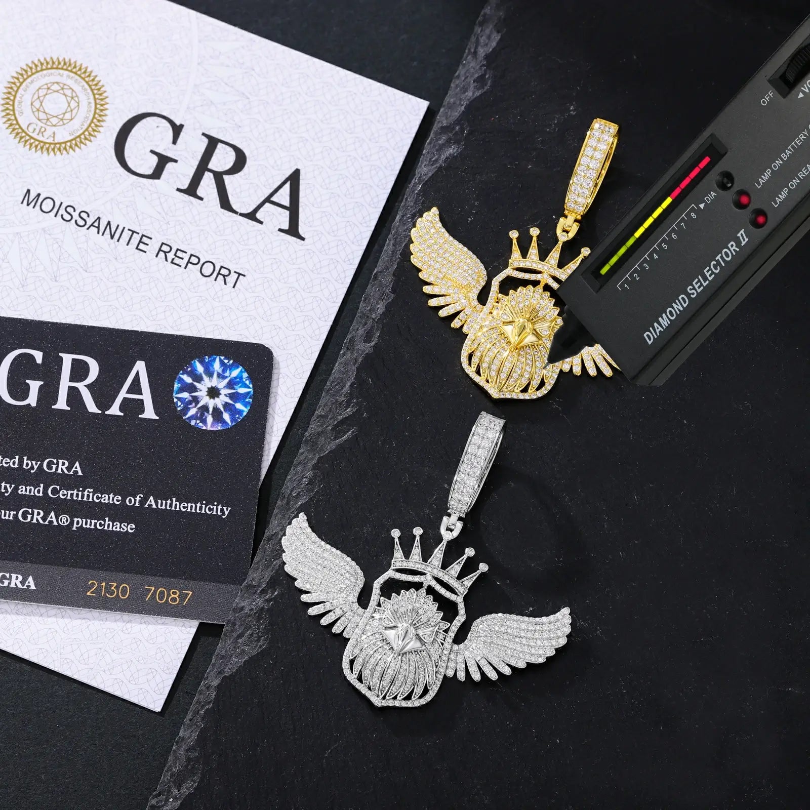 S925 Moissanite Crown Bald Eagle Pendant