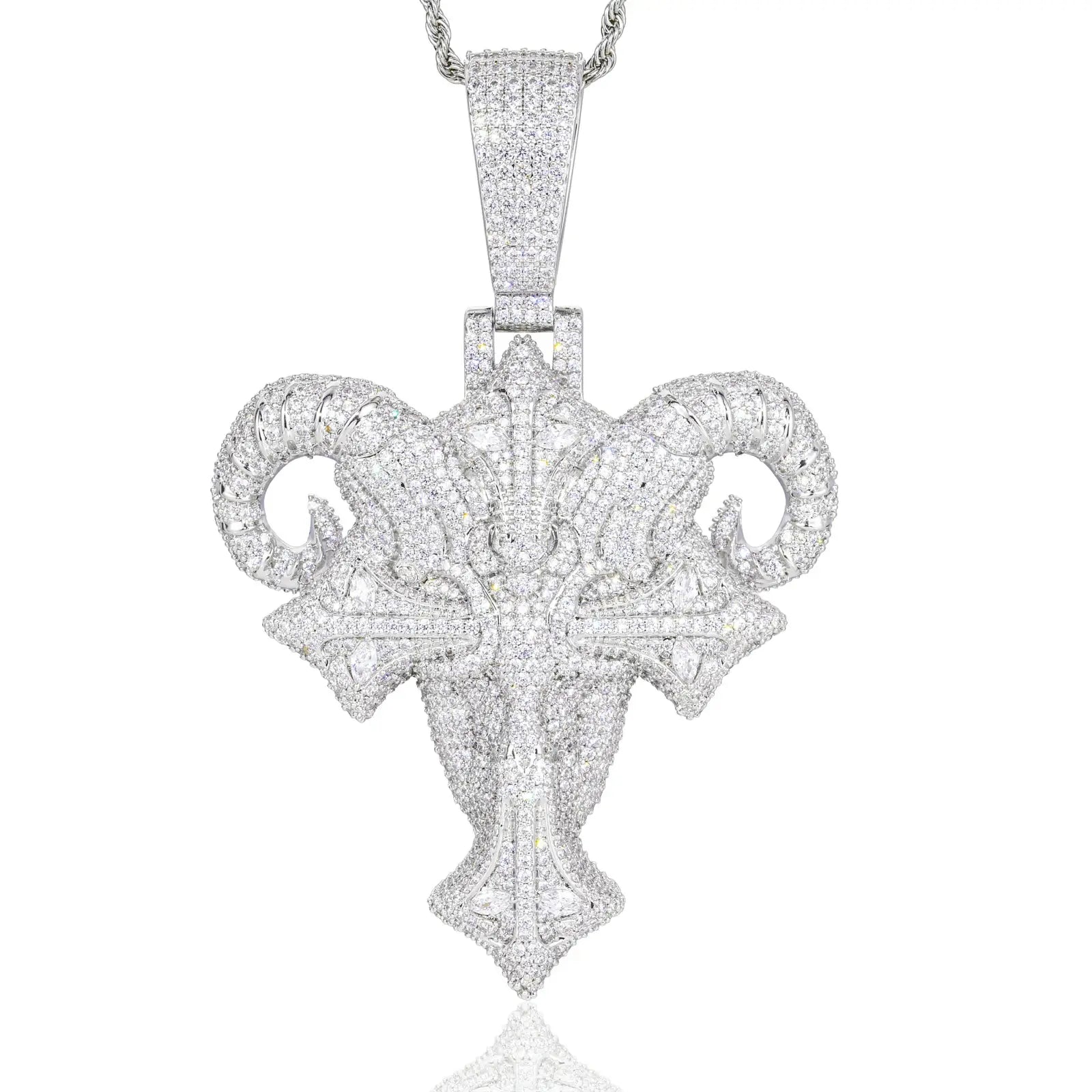 S925 Moissanite Cross Goat Head Pendant