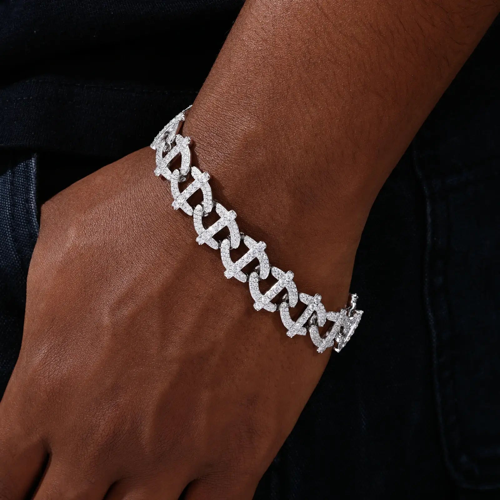 15mm S925 Moissanite Infinity Cuban Link Bracelet