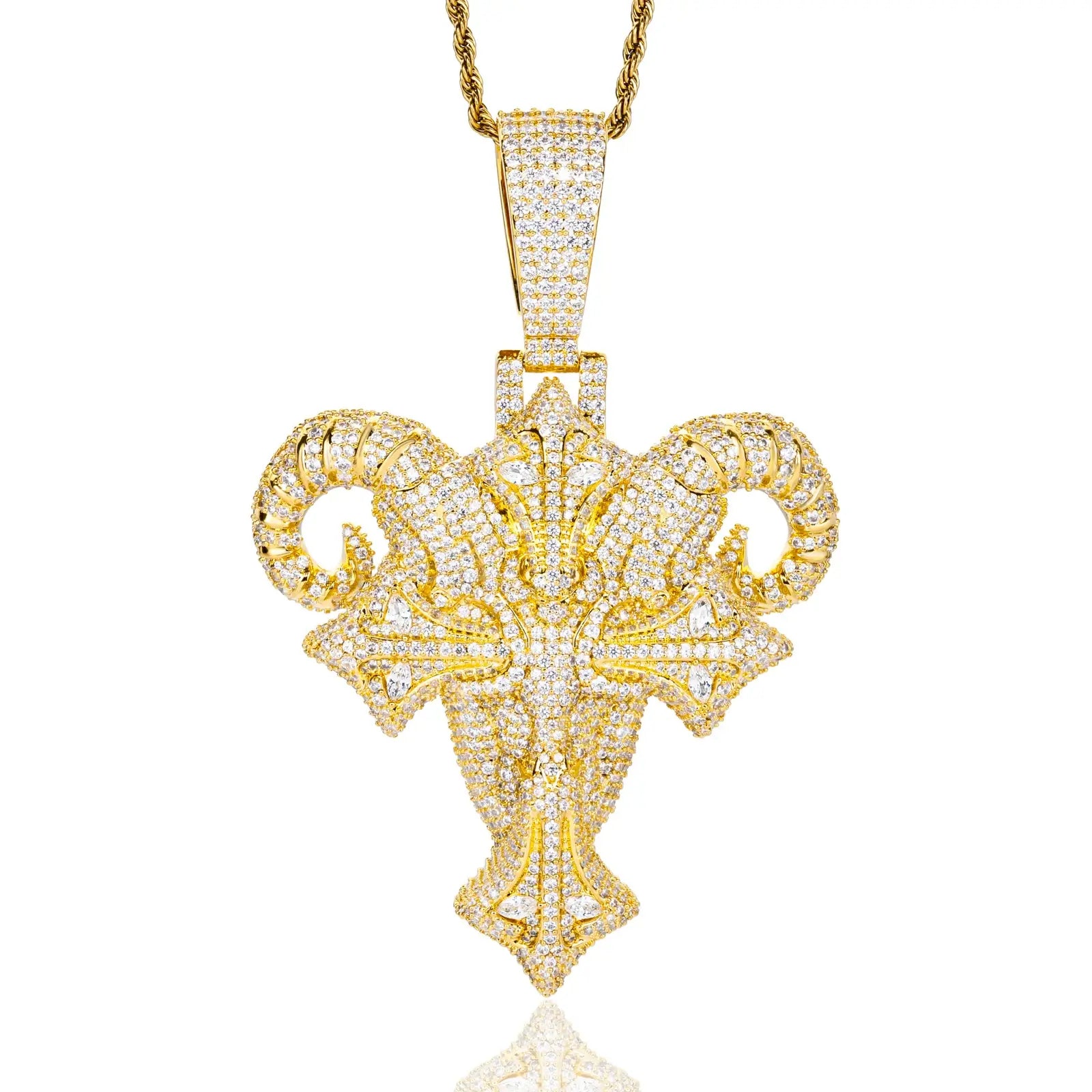 S925 Moissanite Cross Goat Head Pendant