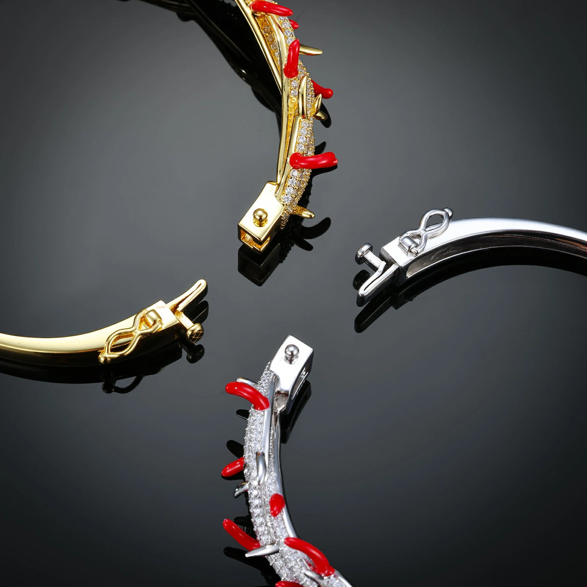 S925 Moissanite Enamel Plated Crown of Thorns Bangle