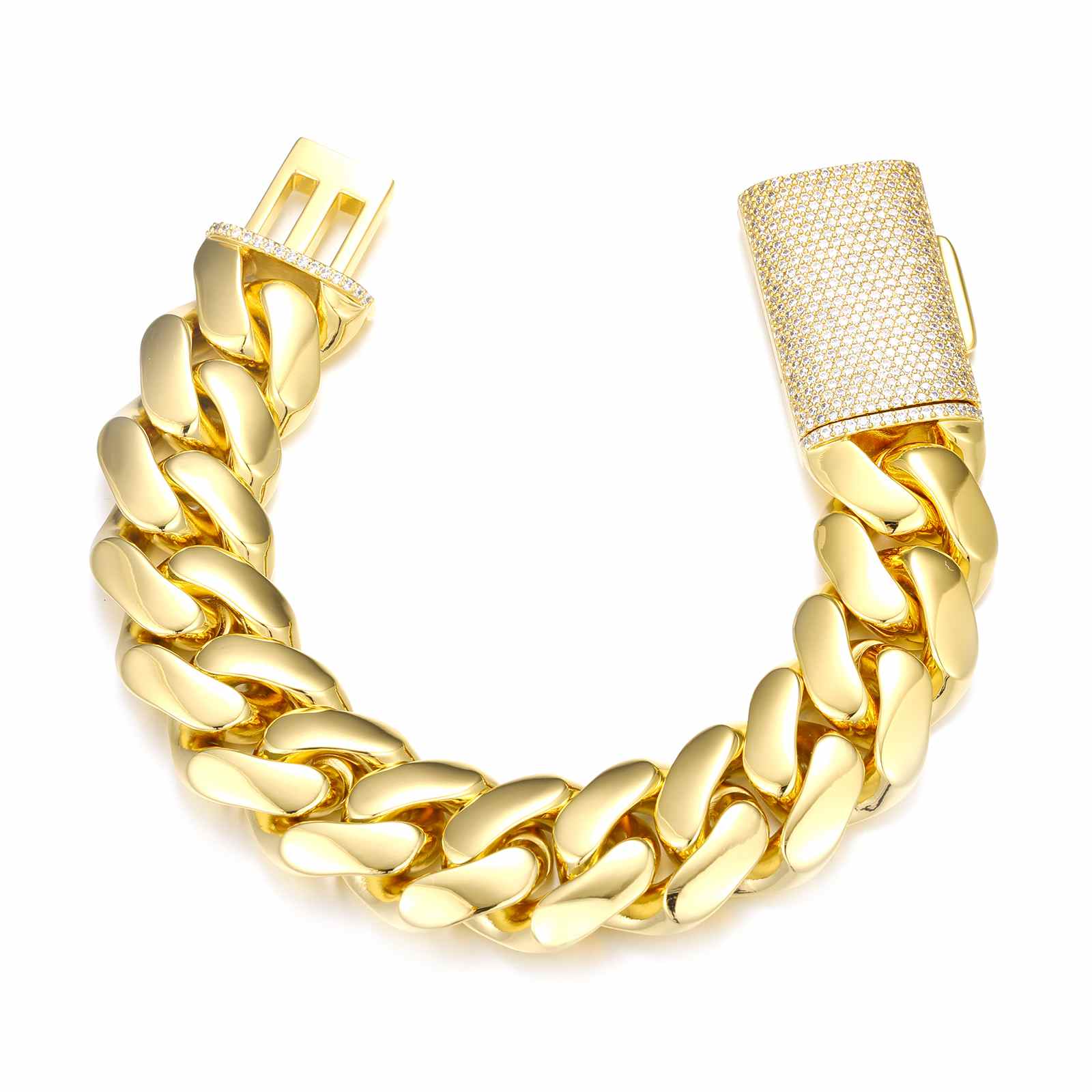 22mm iced clasp miami cuban bracelet