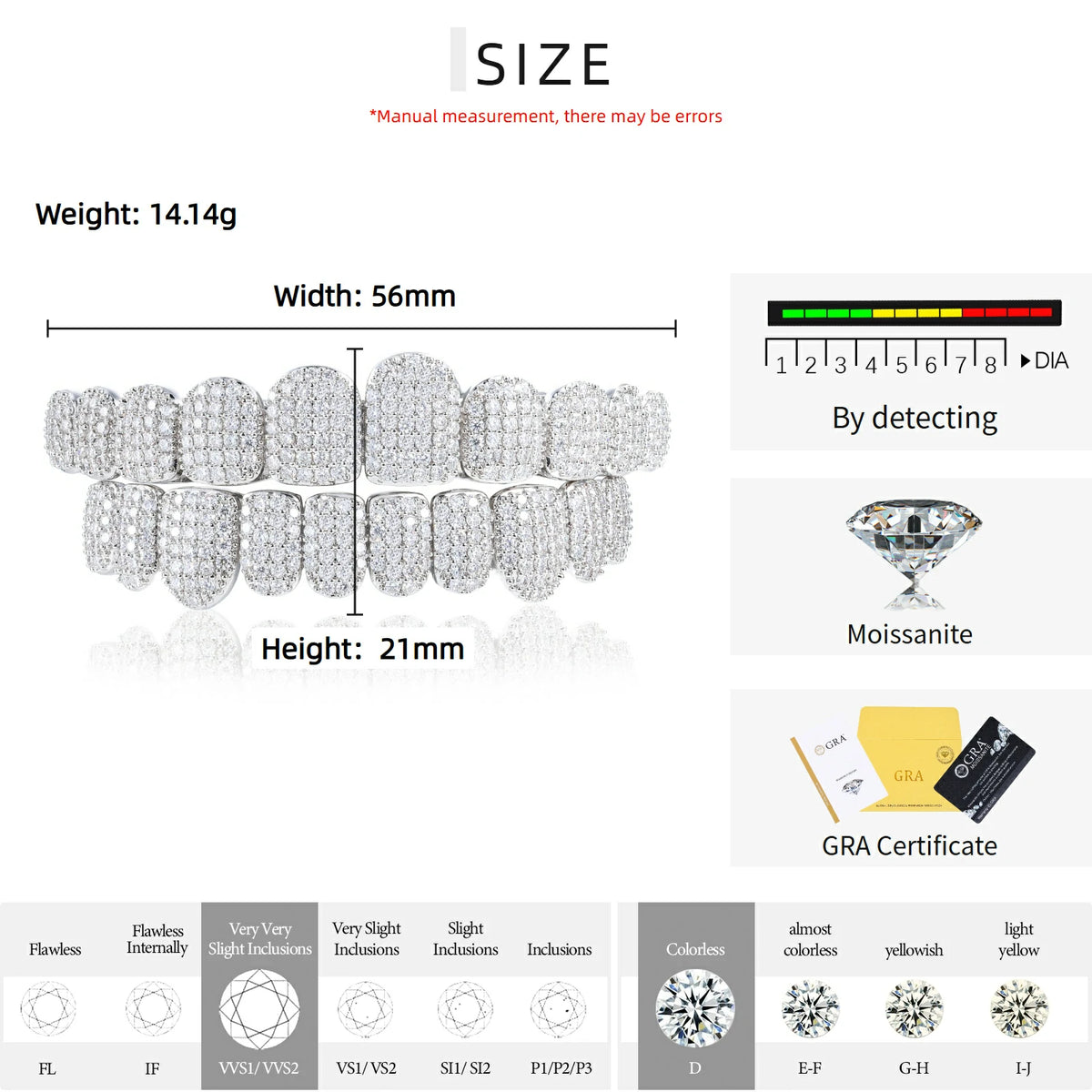 Pre-made Top 8 Bottom 8 Moissanite Grillz