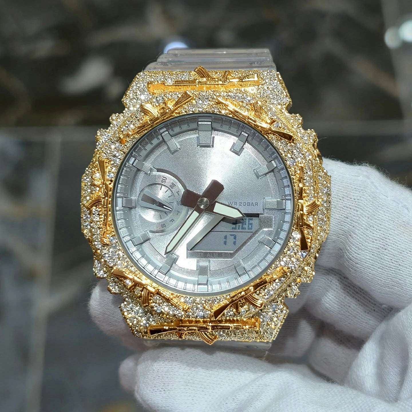S925 Moissanite AK 47 Watch Bezel for GA2100 Series