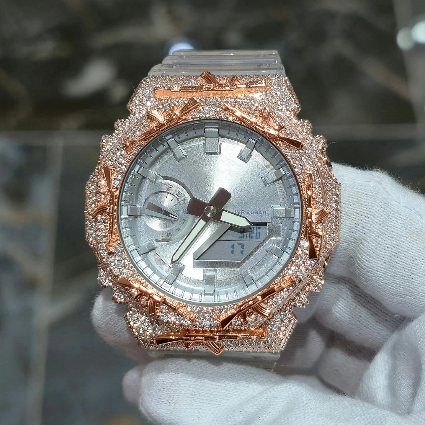 S925 Moissanite AK 47 Watch Bezel for GA2100 Series