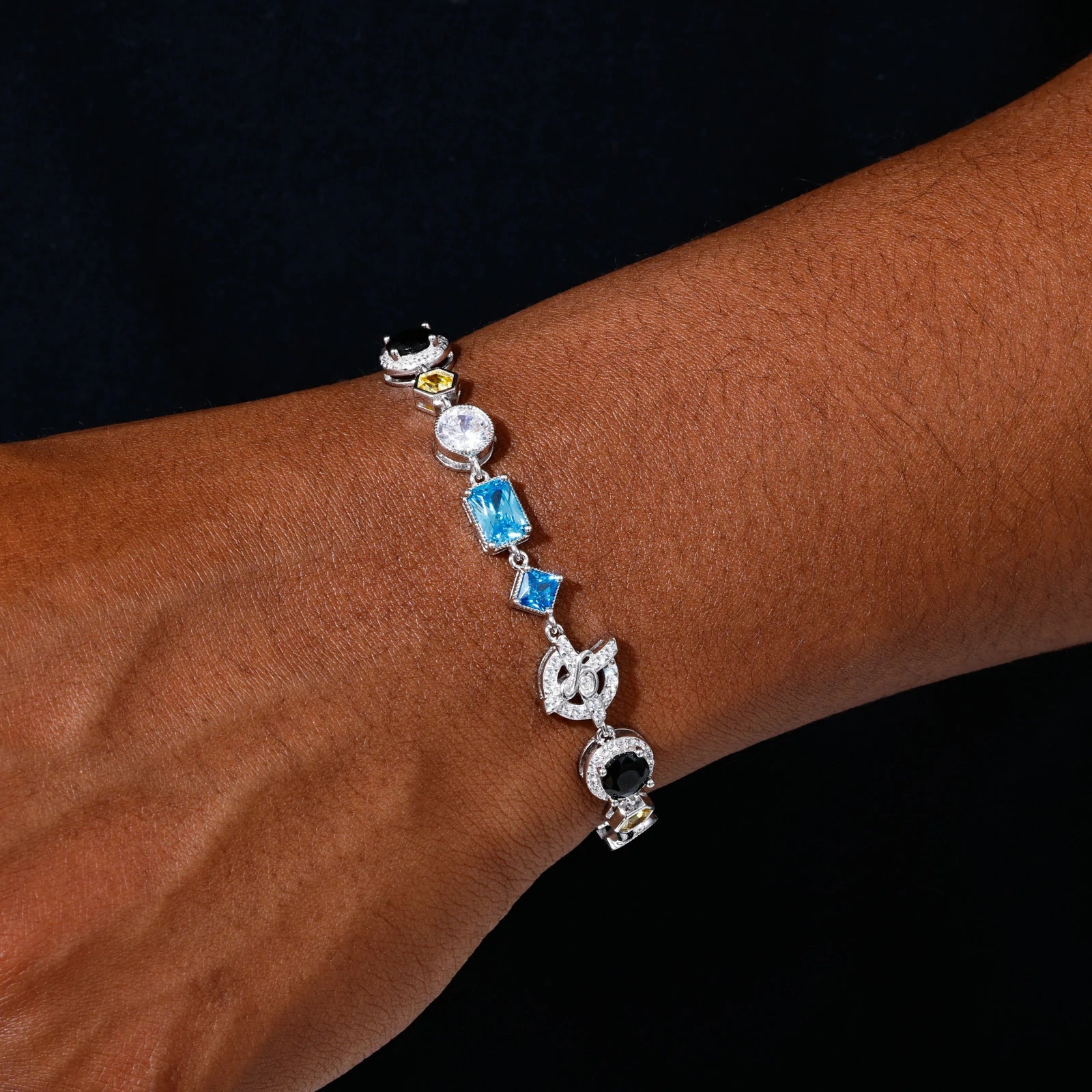 S925 Moissanite Colored Gemstone Tennis Bracelet