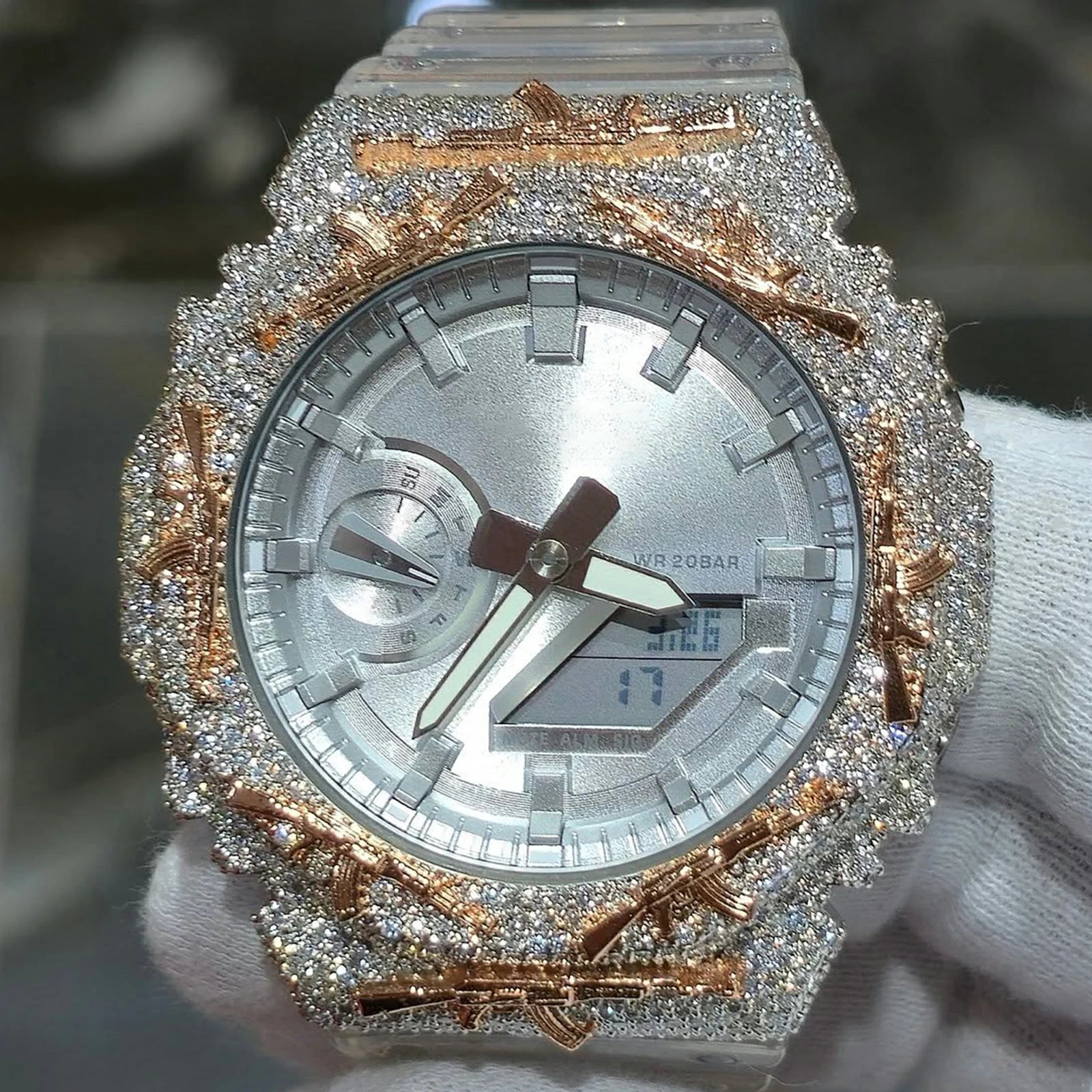 S925 Moissanite AK 47 Watch Bezel for GA2100 Series