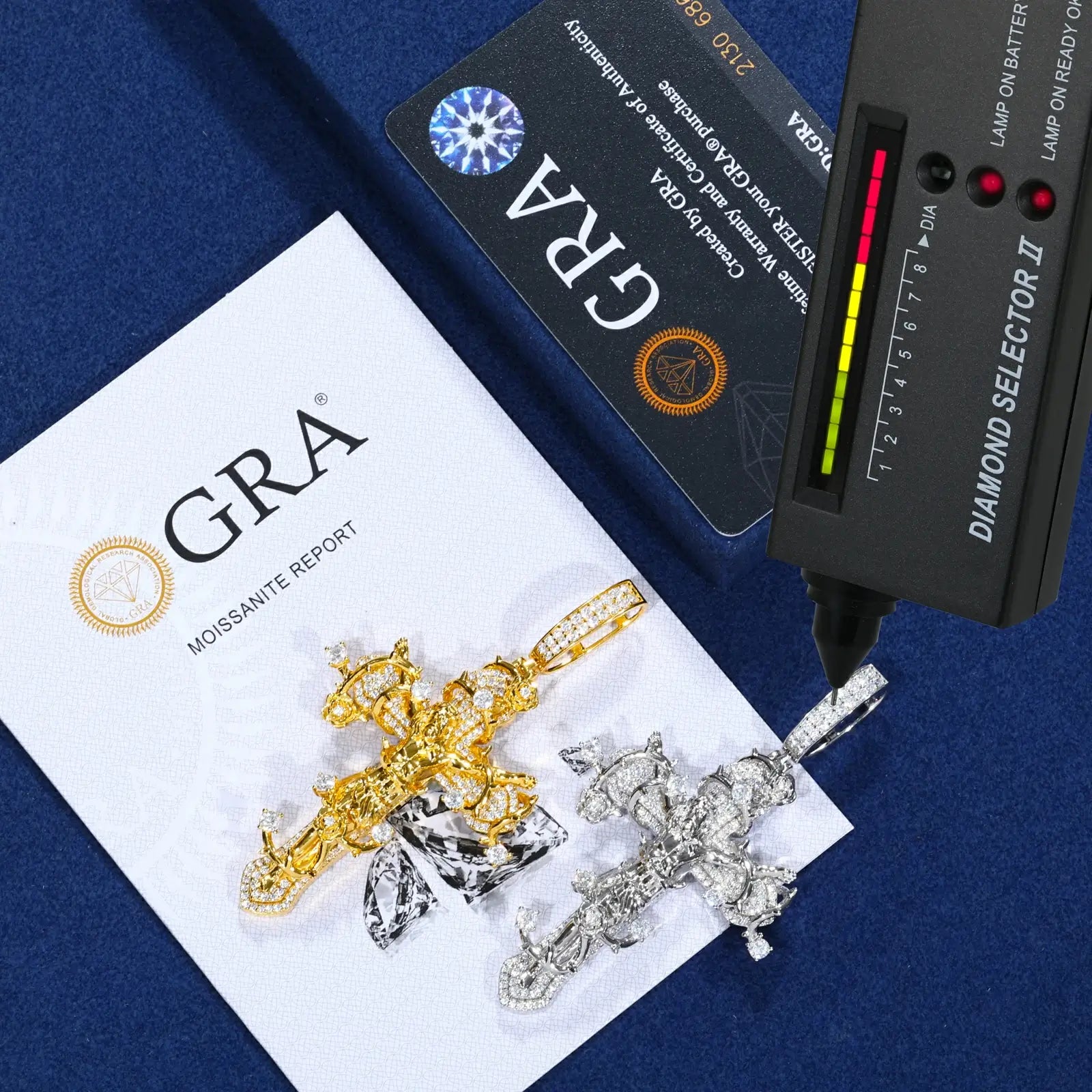 S925 Moissanite Thorny Rose Crucifix Pendant