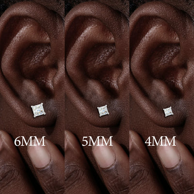 S925 Princess Cut Moissanite Solitaire Stud Earrings