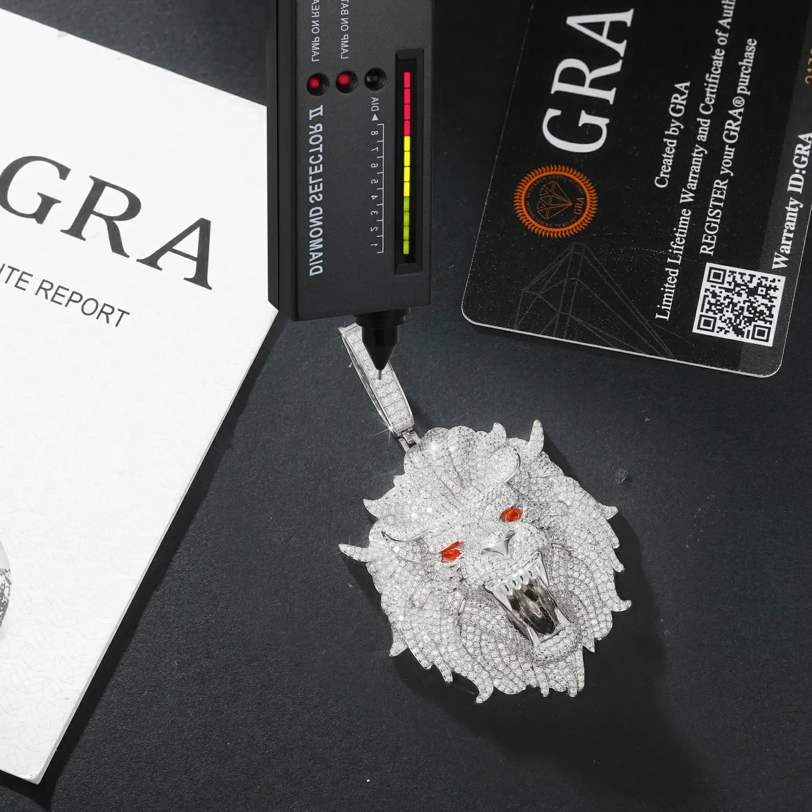 S925 Moissanite Fierce Lion Head Pendant