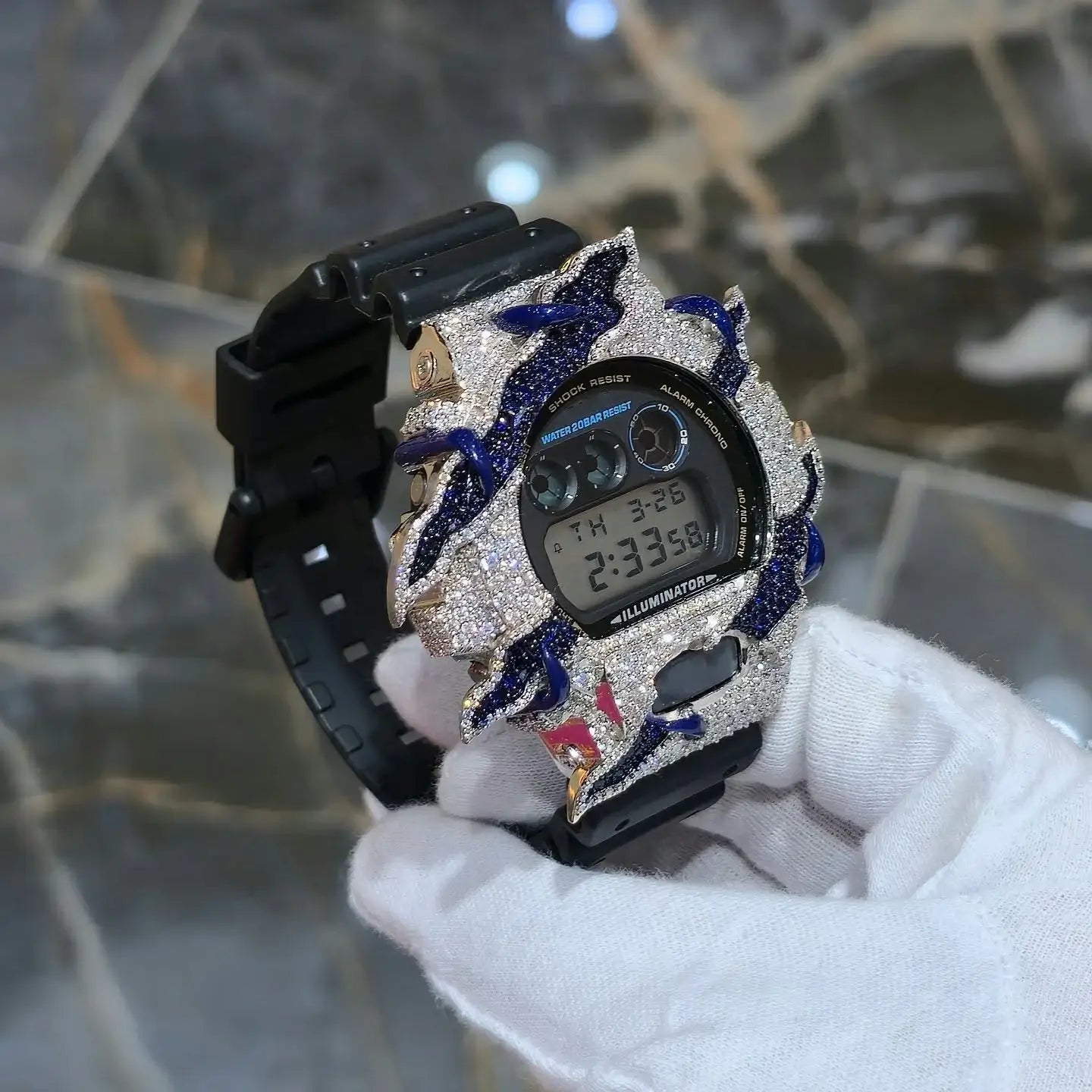 S925 Moissanite Flame Watch Case for DW6900