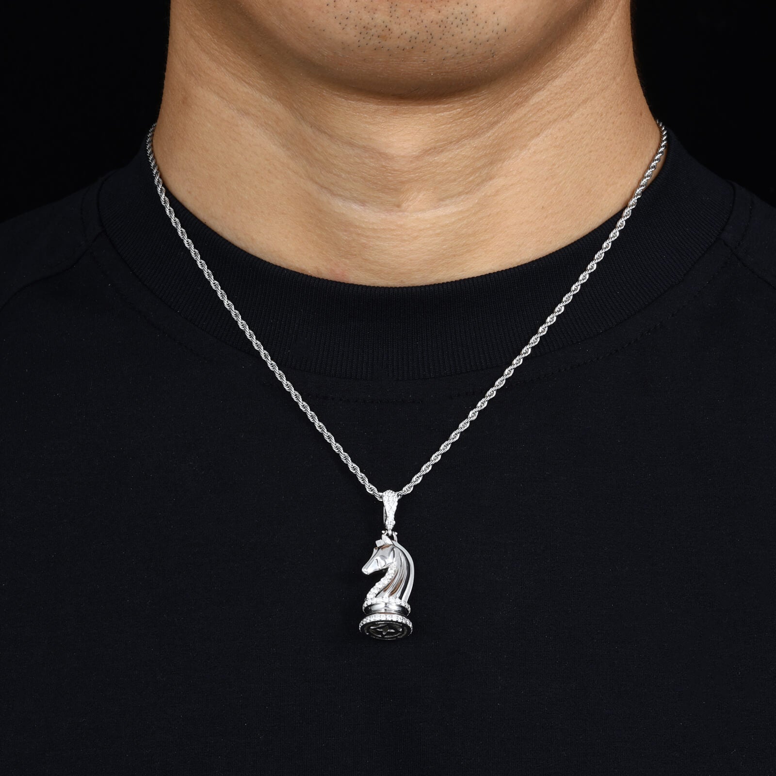 S925 Moissanite Knight Horse Pendant