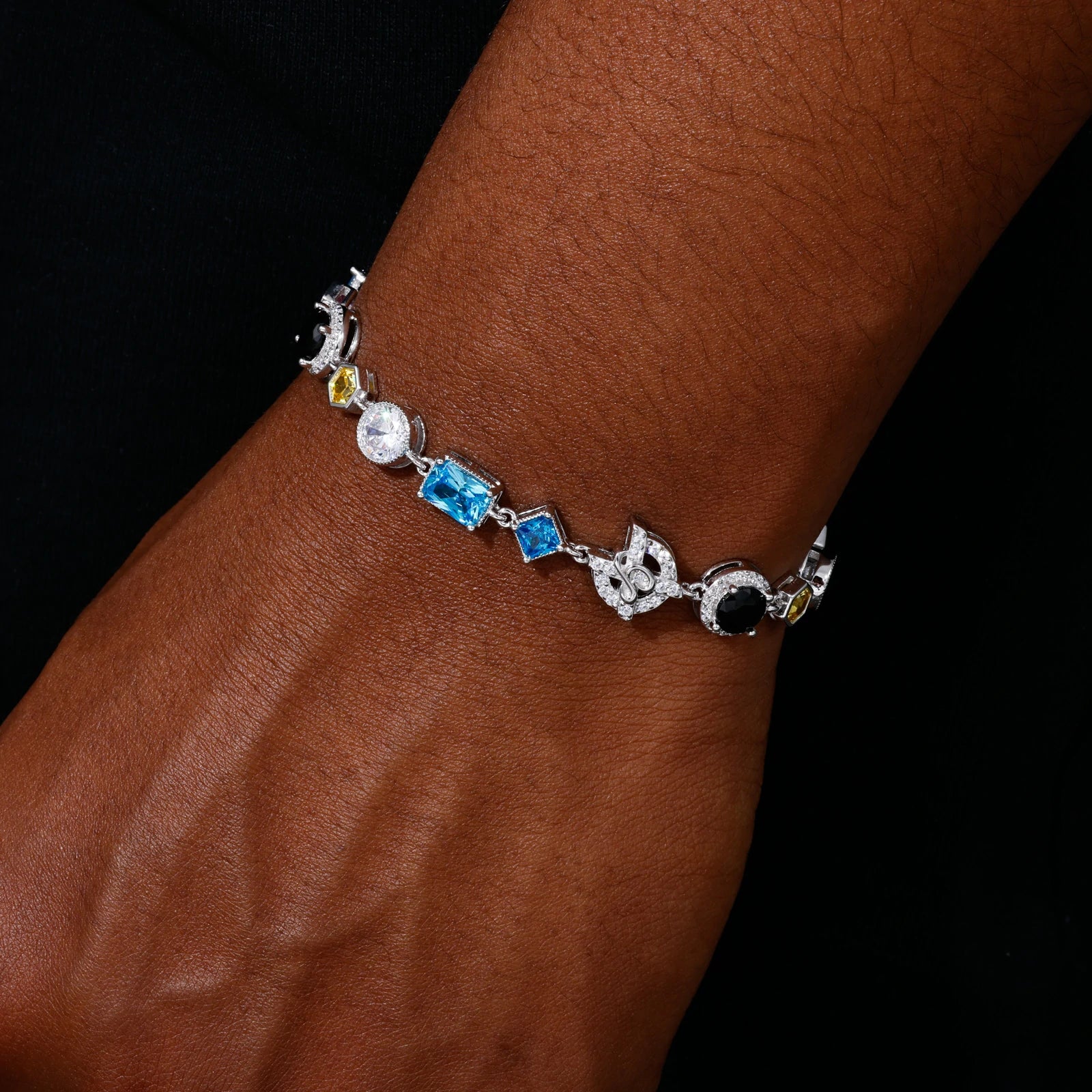 S925 Moissanite Colored Gemstone Tennis Bracelet