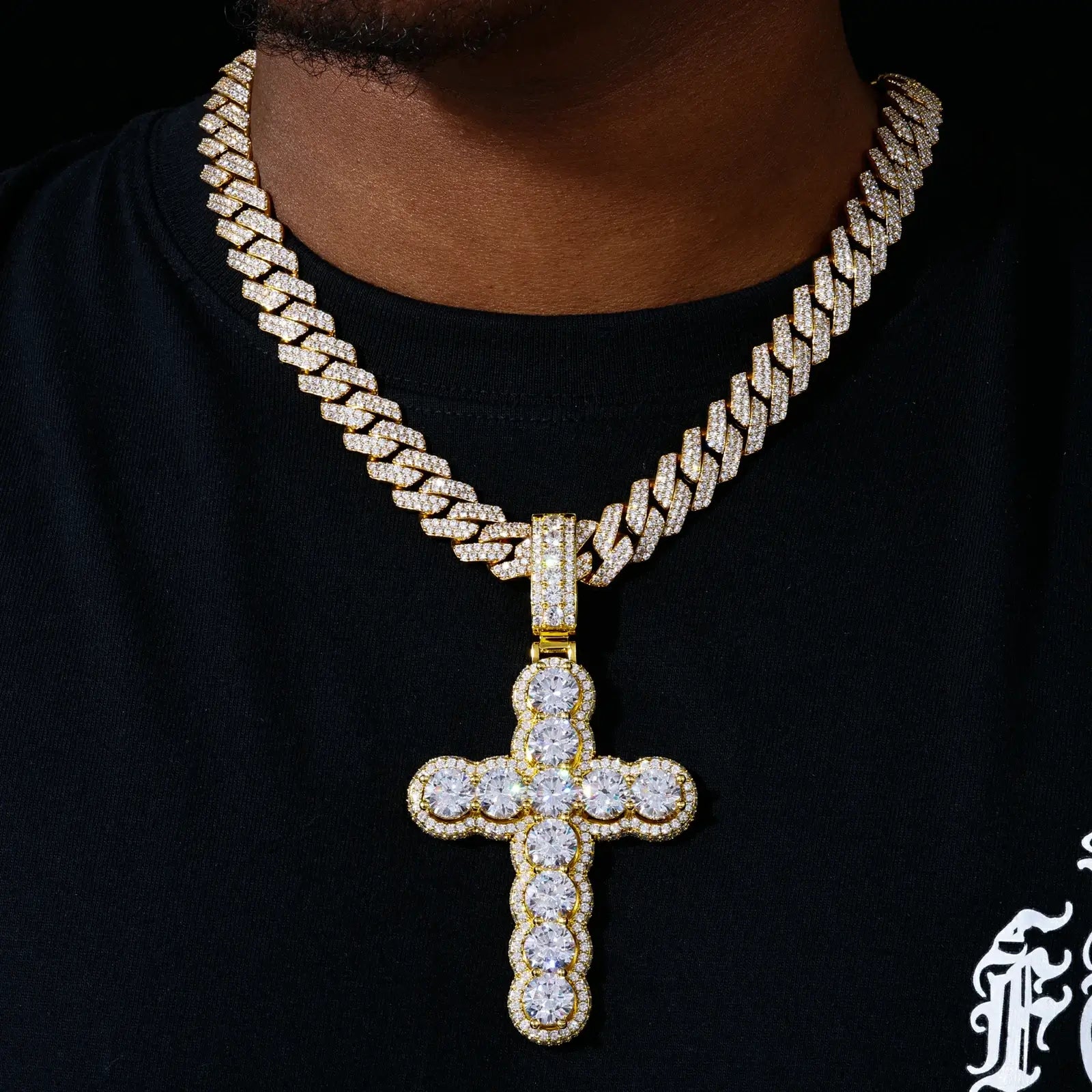 Oversized Halo Cross Pendant