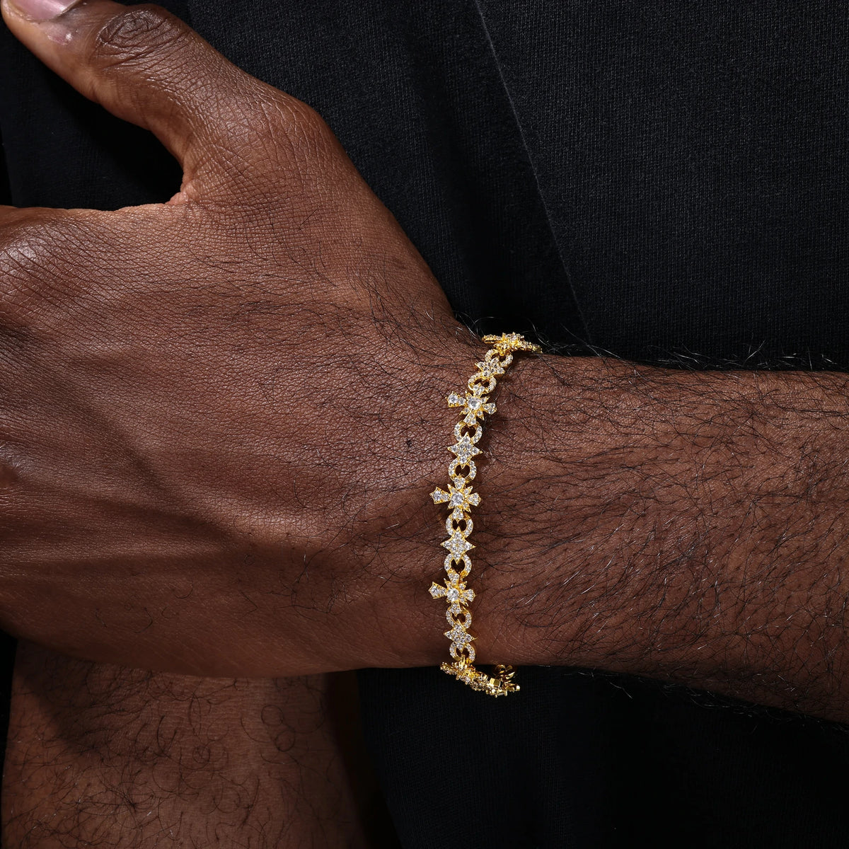 10mm S925 MoissaniteFour-pointed Star Cross Tennis Bracelet