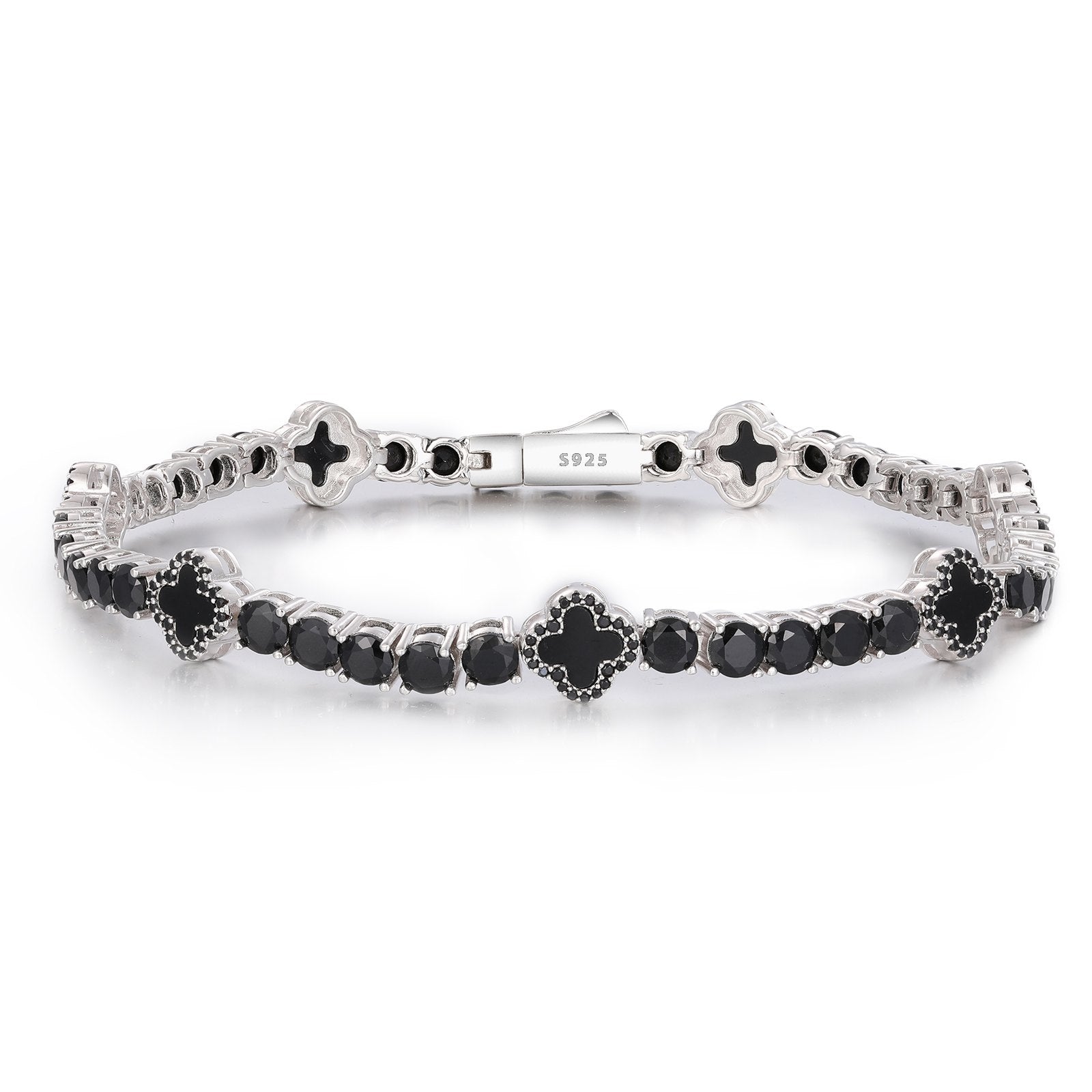 4mm S925 Moissanite Tennis Bracelet With Four Leaf Clover