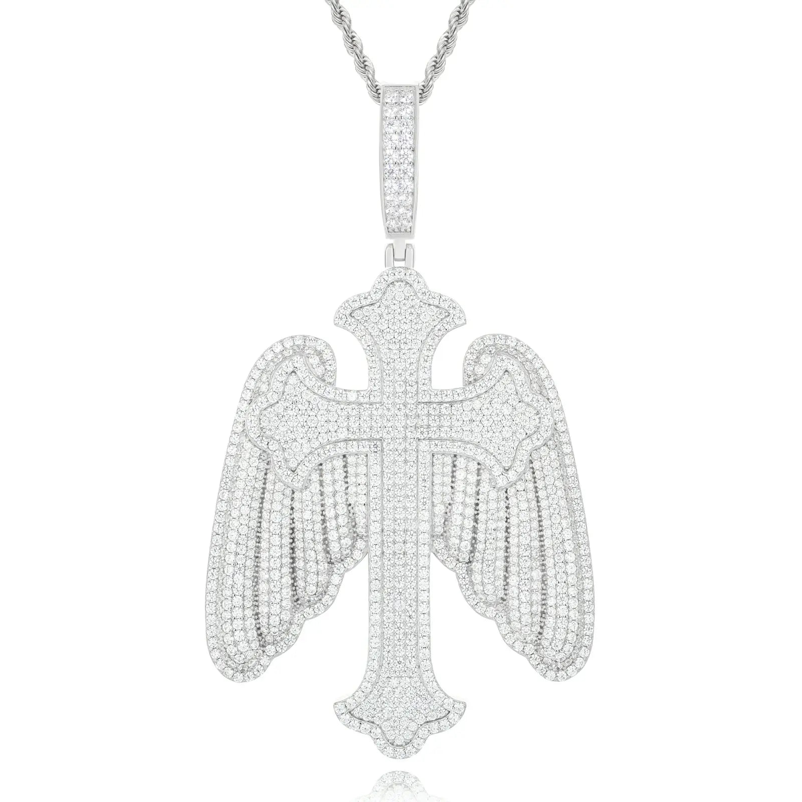 S925 Moissanite Wing Cross Pendant