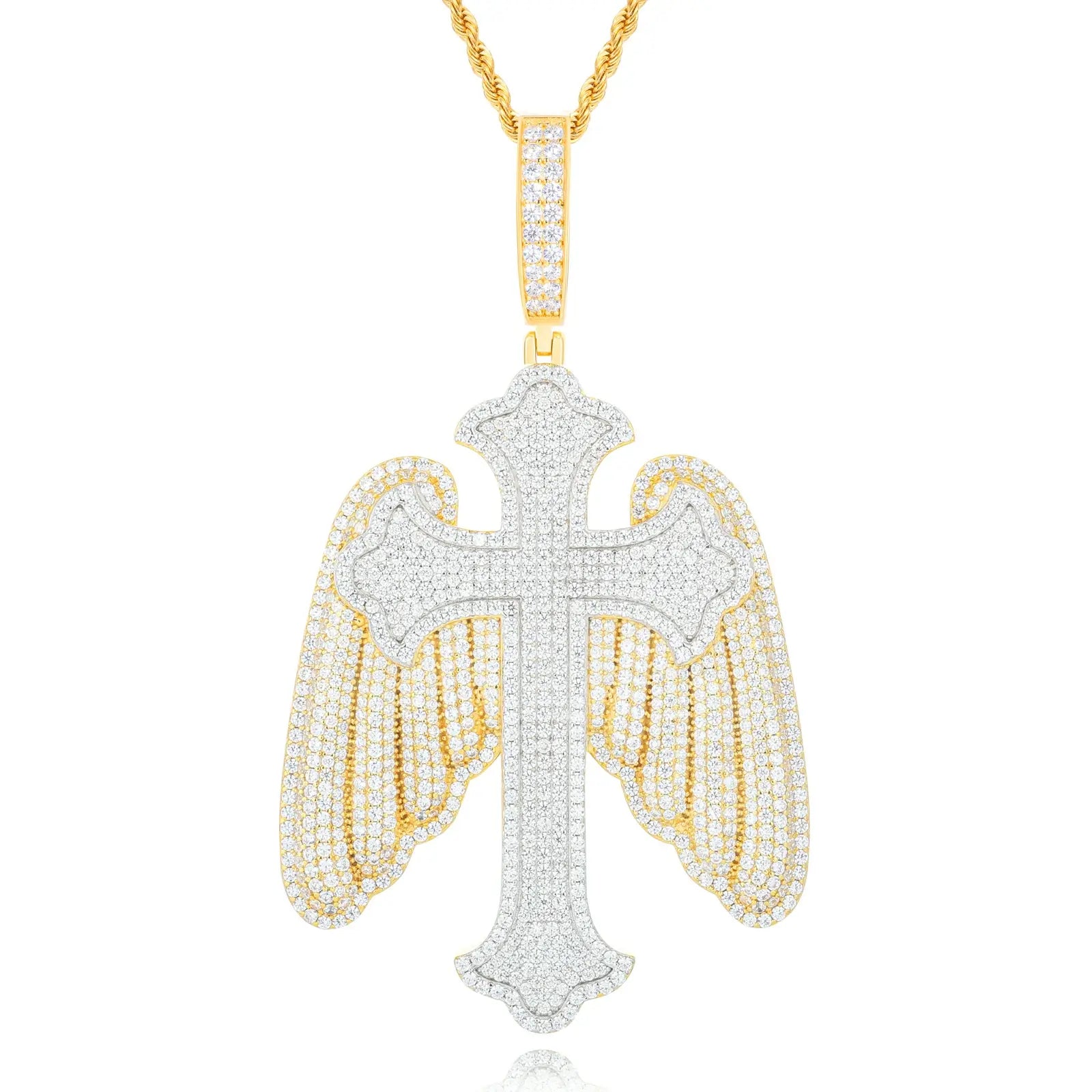 S925 Moissanite Wing Cross Pendant