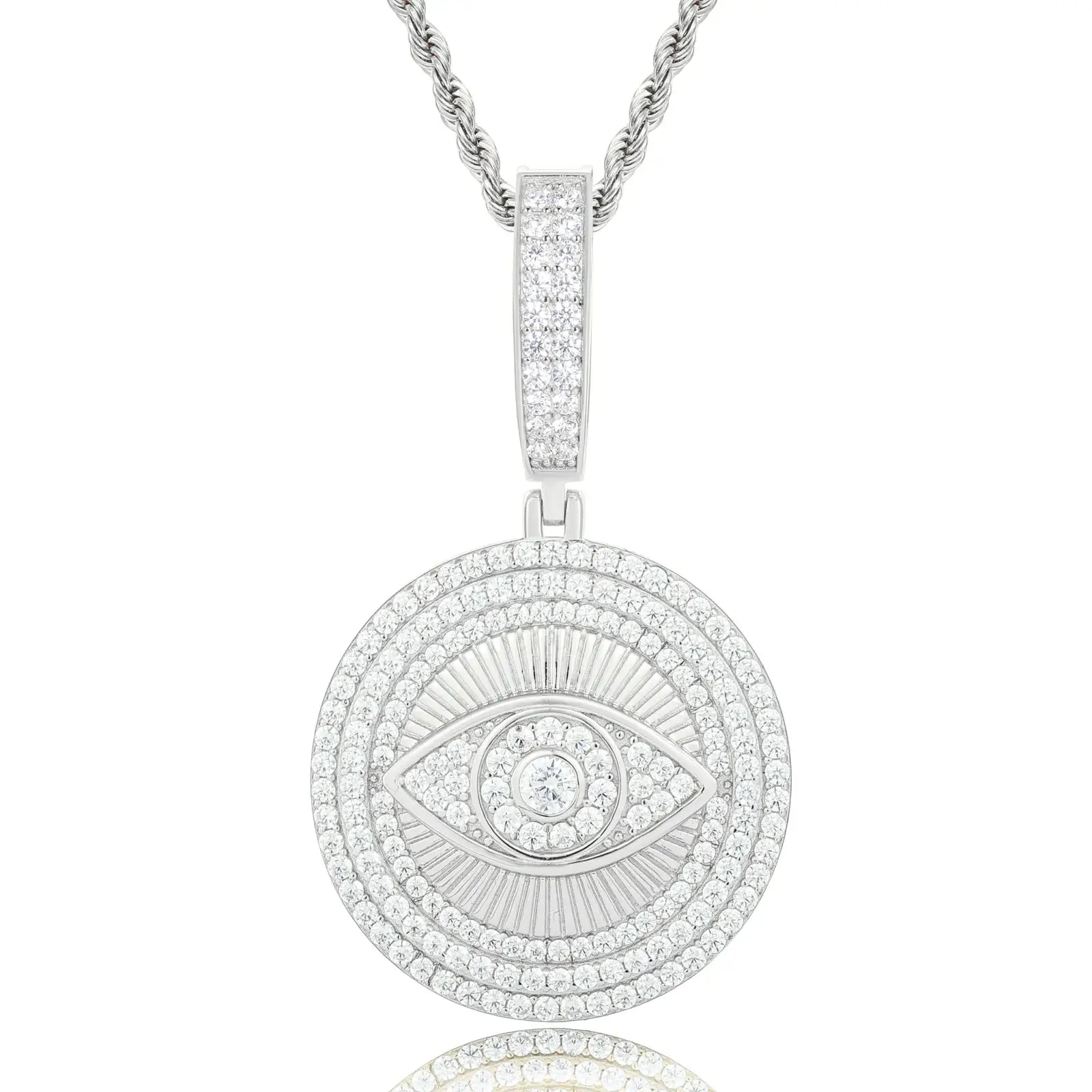 S925 Moissanite Evil Eye Sun Dog Tag Pendant