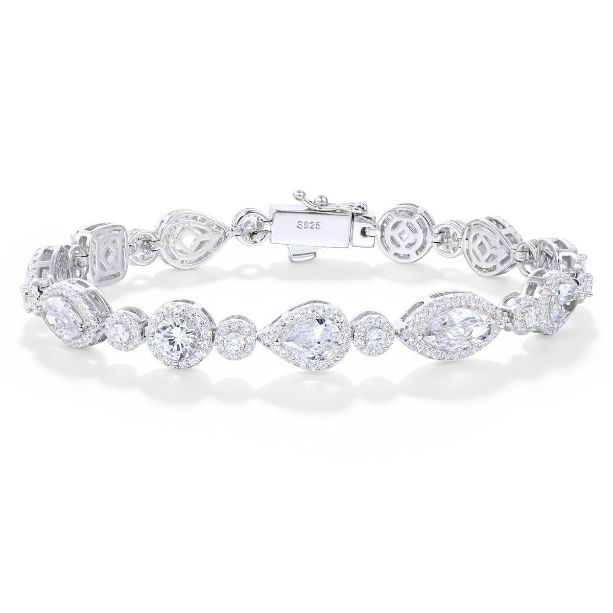 8mm S925 Peart-cut Moissanite Halo Teennis Bracelet