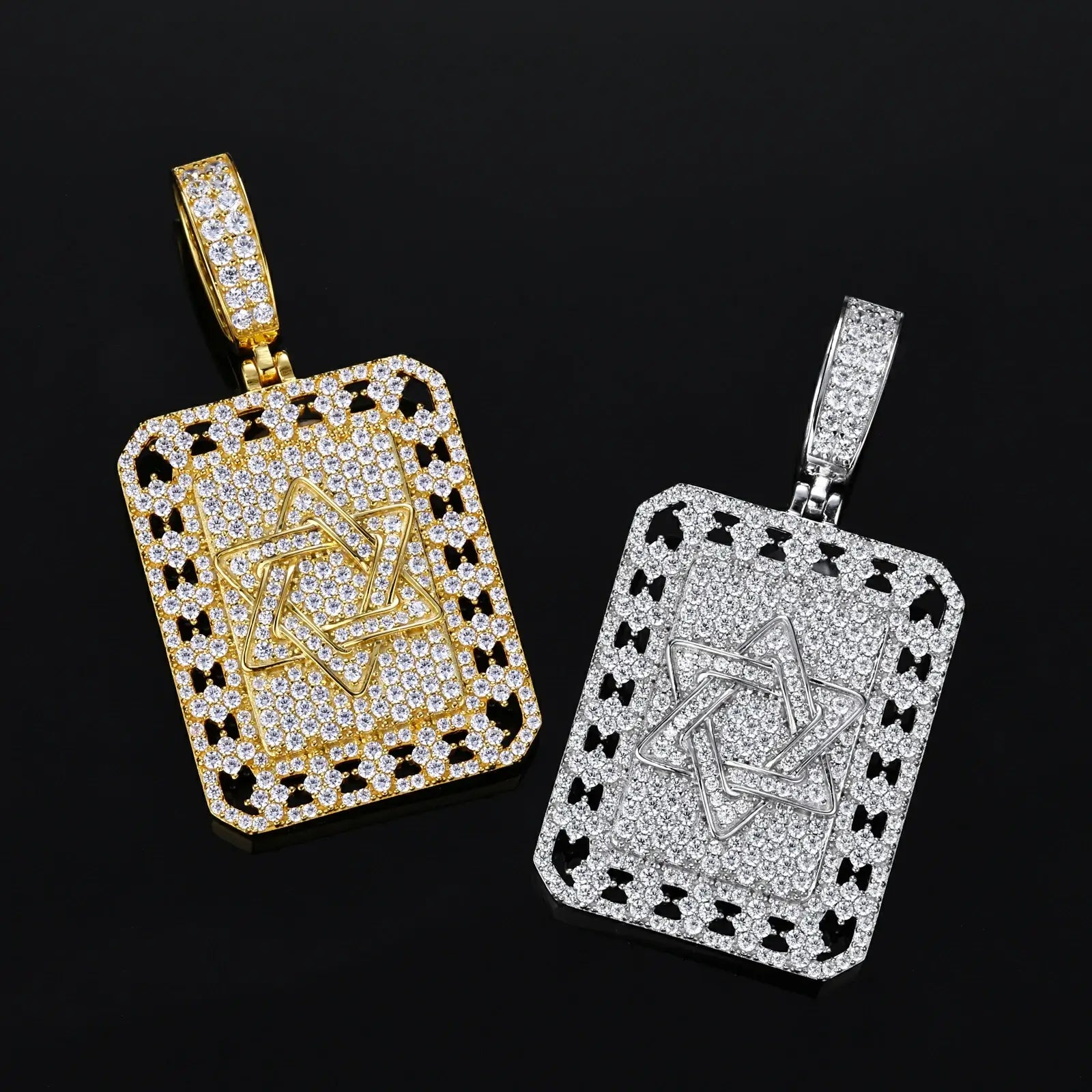 S925 Moissanite Star of David Dog Tag Pendant